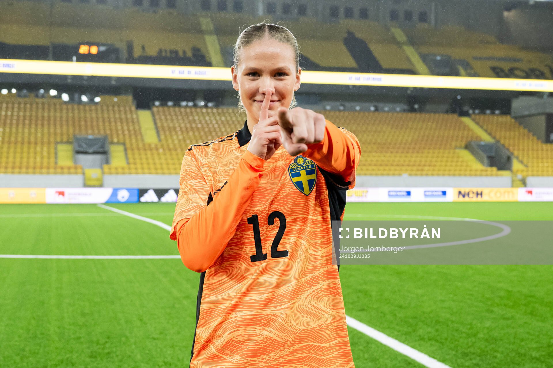 Goalkeeper Hanna Karlsson of Sweden celebrates