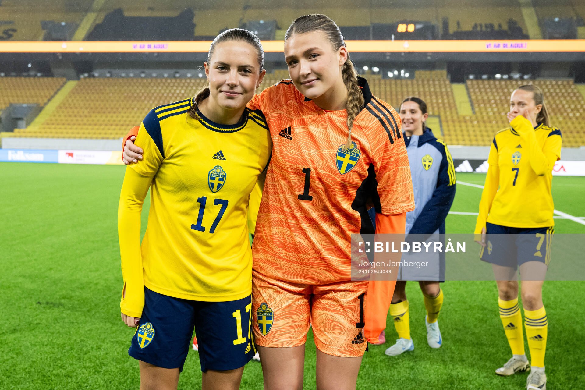 Klara Ahnberg and goalkeeper Fanny Jurander of Sweden