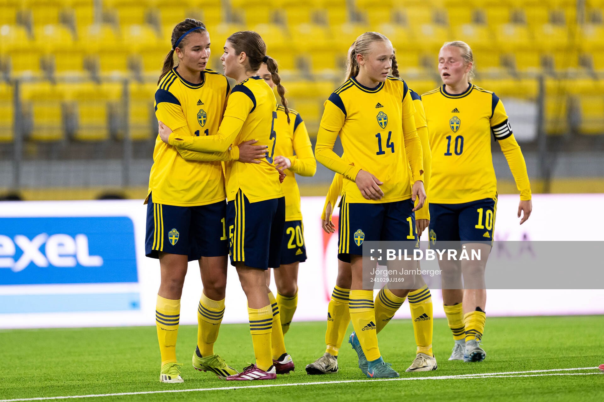 Thelma Person Welin of Sweden celebrate with teammates