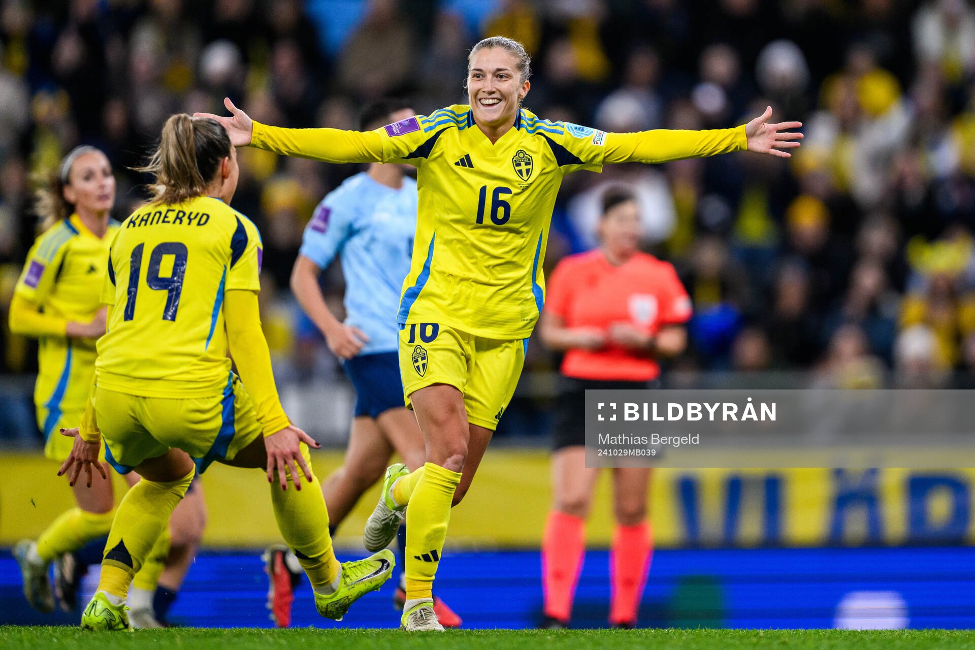 Filippa Angeldahl of Sweden celebrates