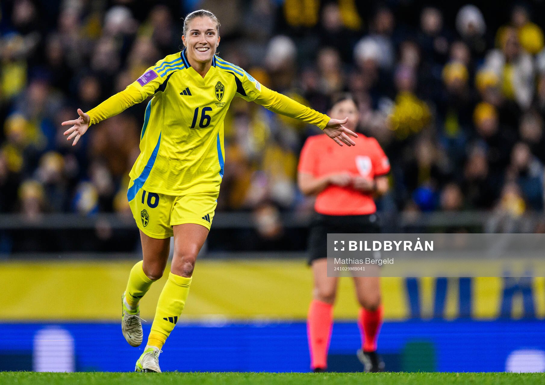 Filippa Angeldahl of Sweden celebrates