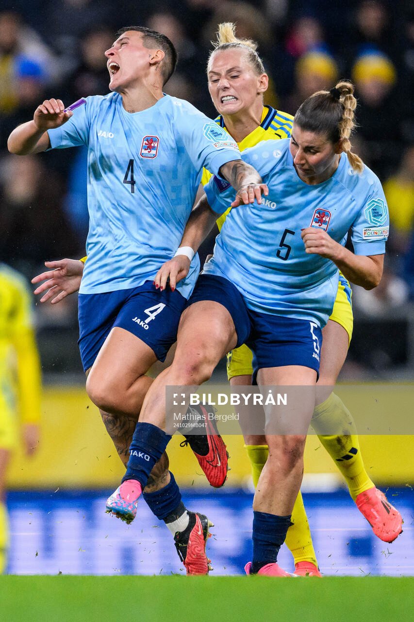 Andreia Machado and Emma Kremer of Luxembourg against Stina