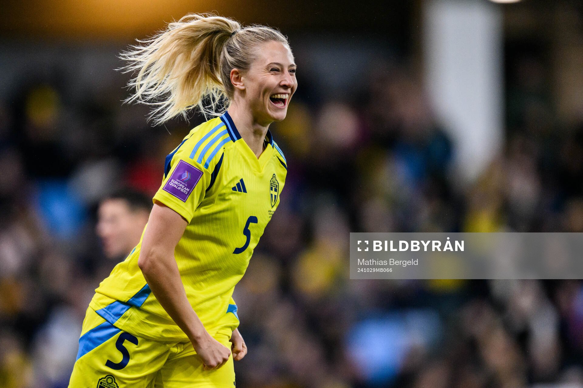 Rebecka Blomqvist of Sweden celebrates