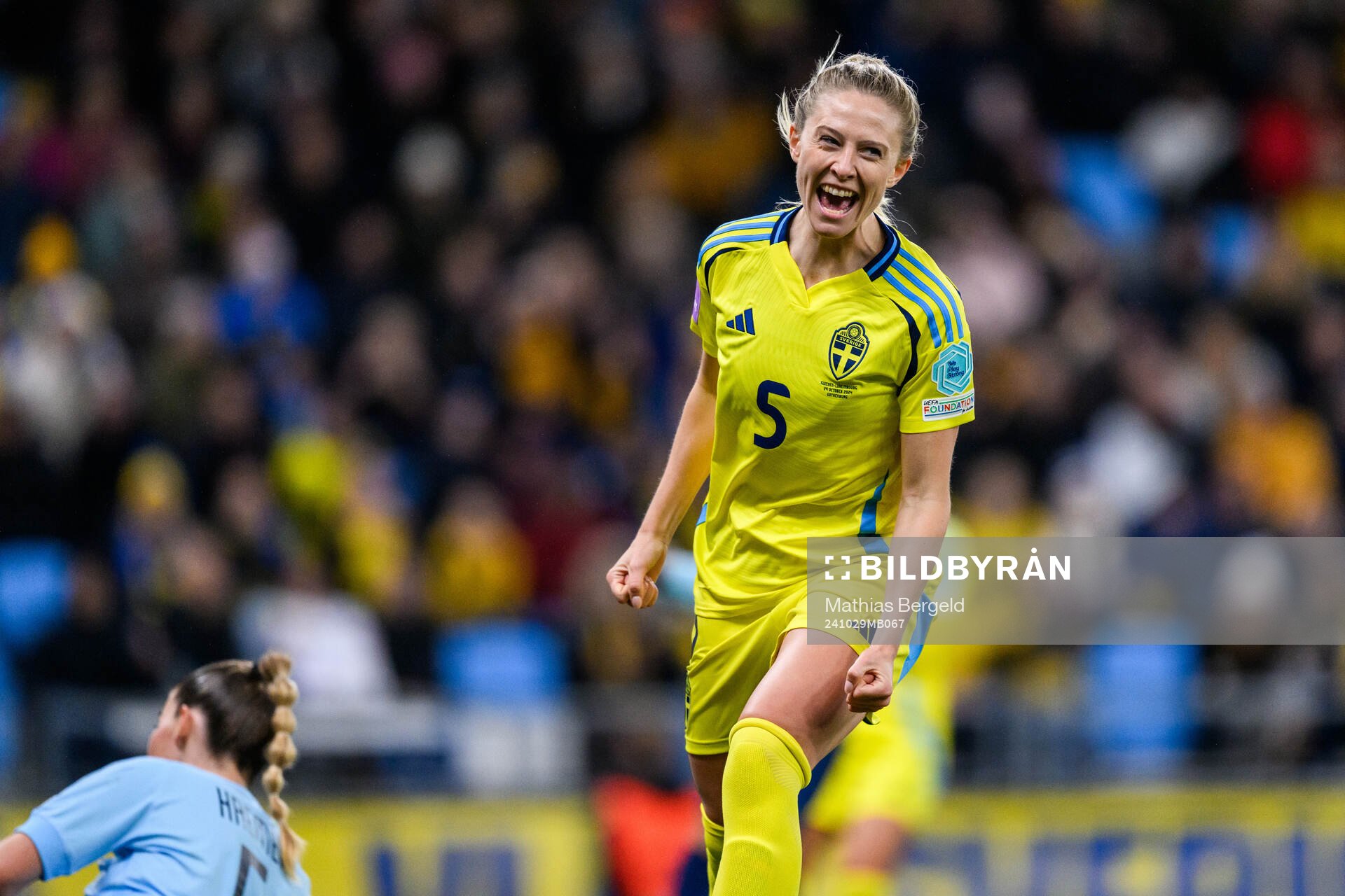 Rebecka Blomqvist of Sweden celebrates