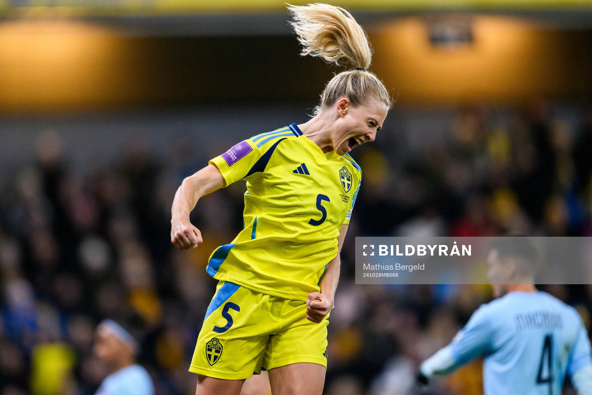 Rebecka Blomqvist of Sweden celebrates