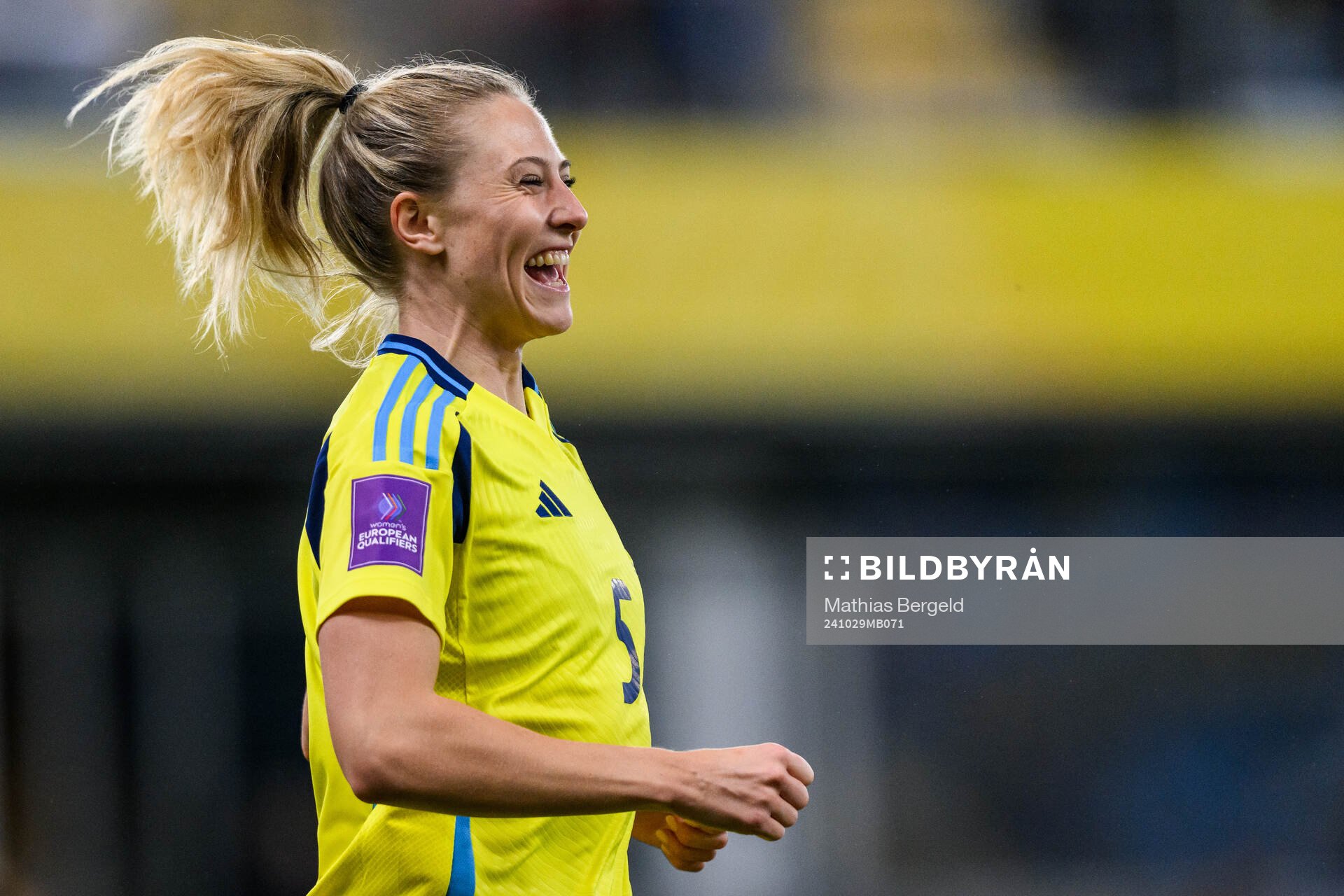 Rebecka Blomqvist of Sweden celebrates