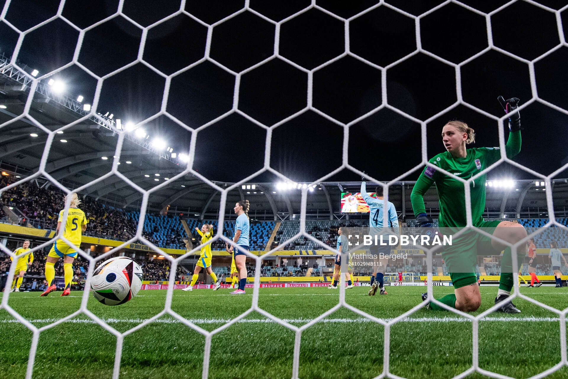 Goalkeeper Lucie Schlime of Luxembourg looks dejected
