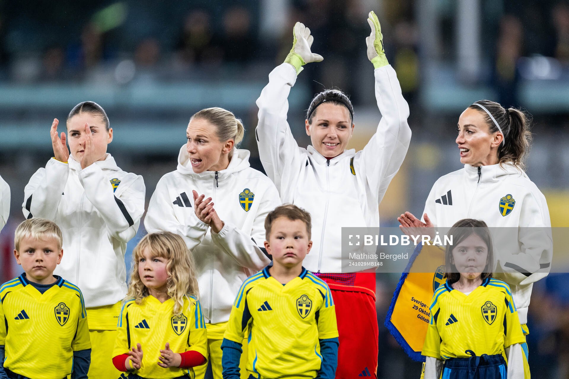 Hanna Wijk, Jonna Andersson, goalkeeper Jennifer Falk and