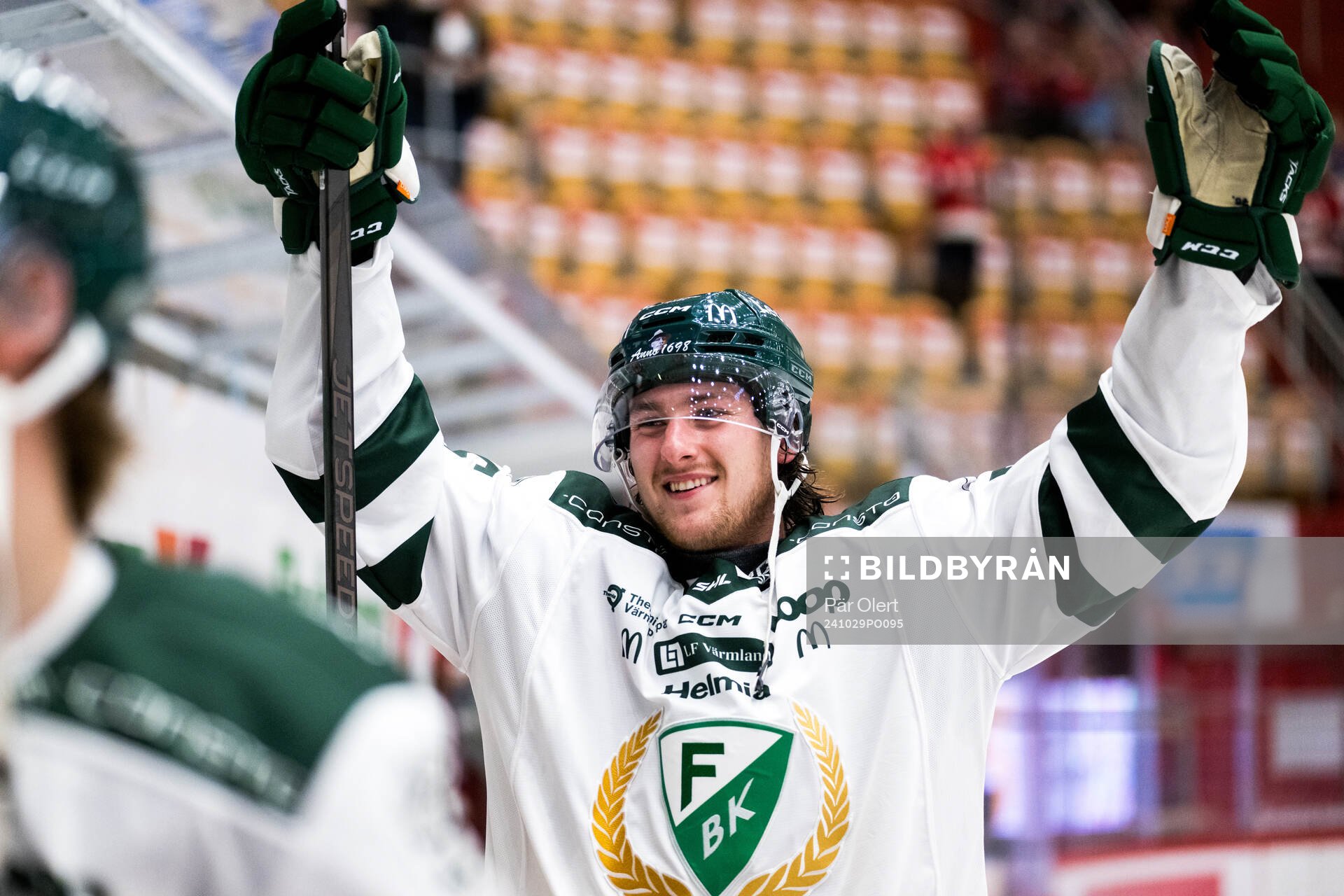 Färjestads Jeremy Salvas Groleau jublar