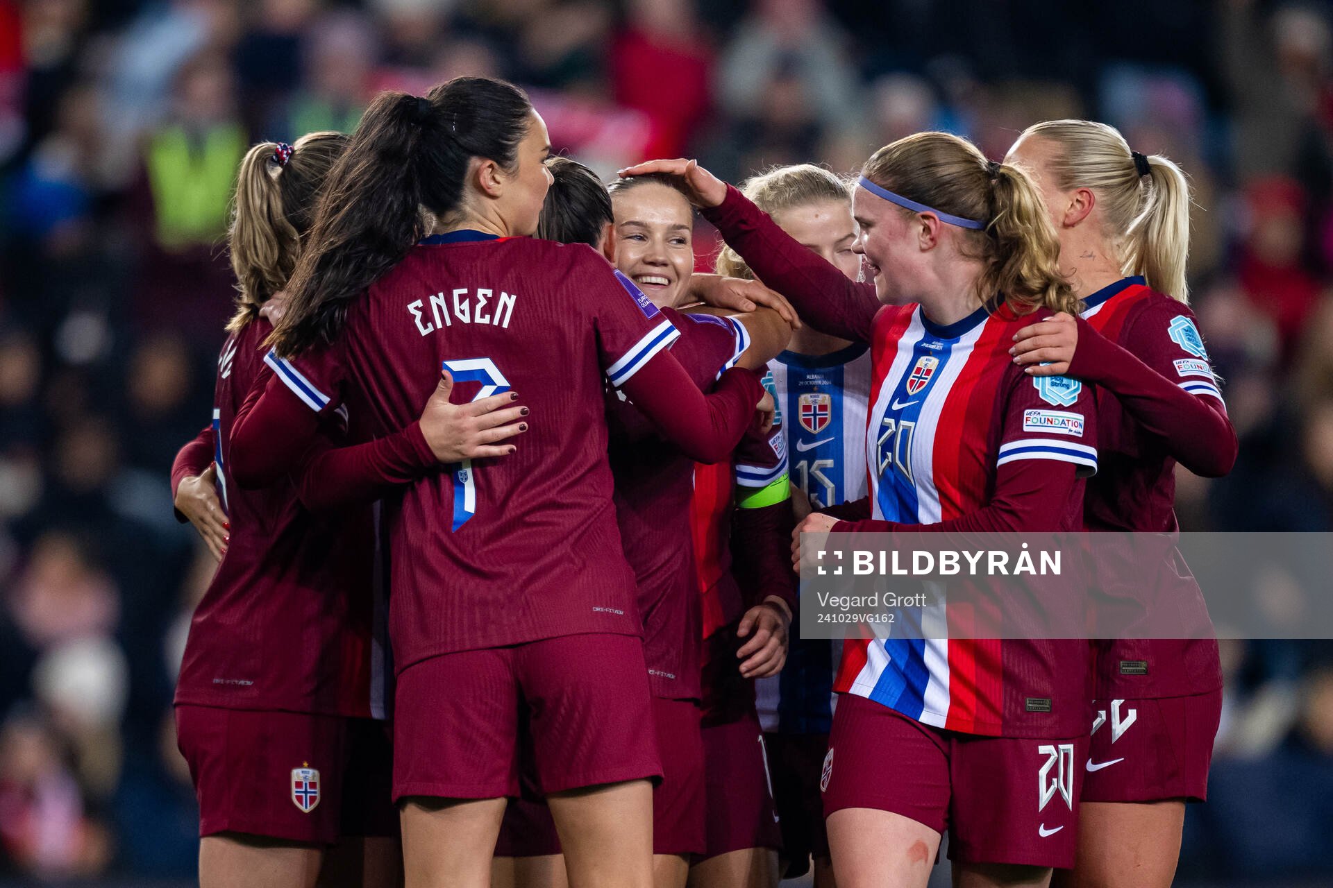 Guro Reiten of Norway celebrates with Ingrid Syrstad Engen