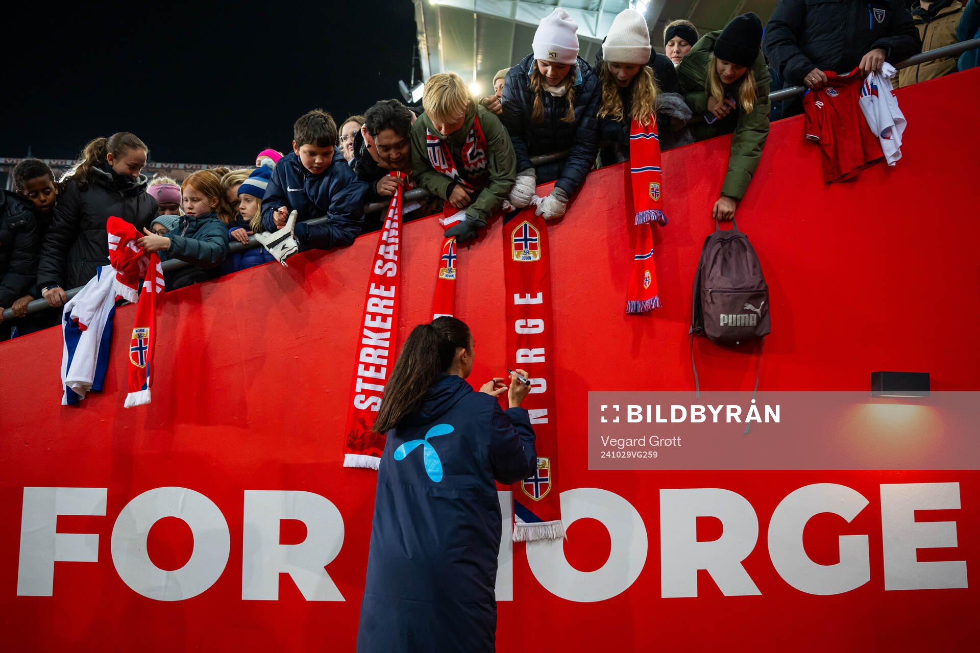 Ingrid Syrstad Engen of Norway signs autographs