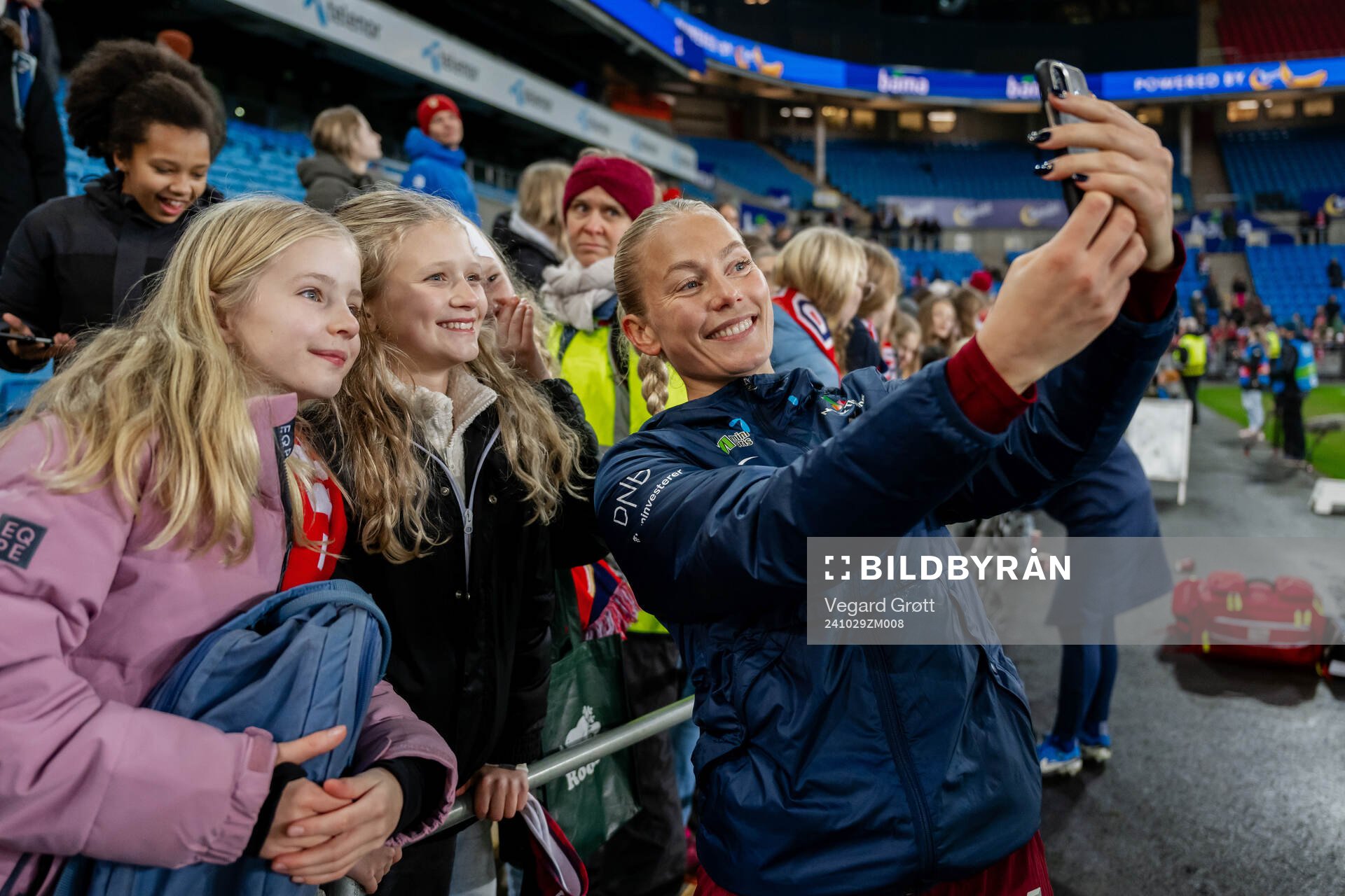 Guro Bergsvand of Norway with fans
