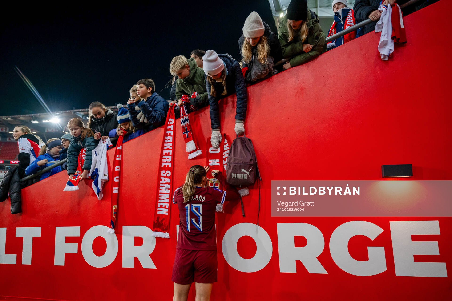 Elisabeth Terland of Norway with fans