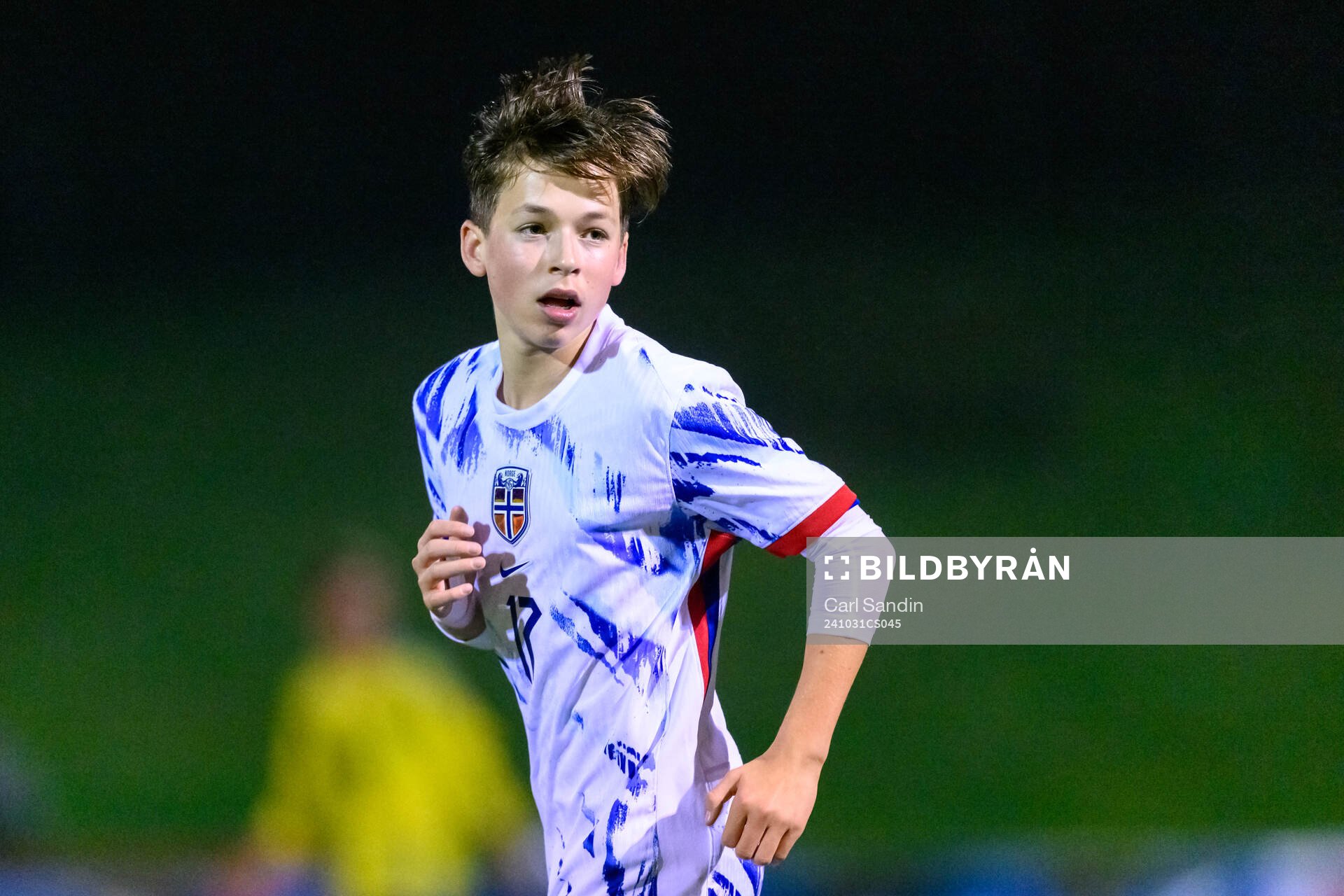 Tobias Nodenhaug of Sweden during the under-16 international friendly football match between Sweden and Norway on October 31, 2024 in Ulricehamn.