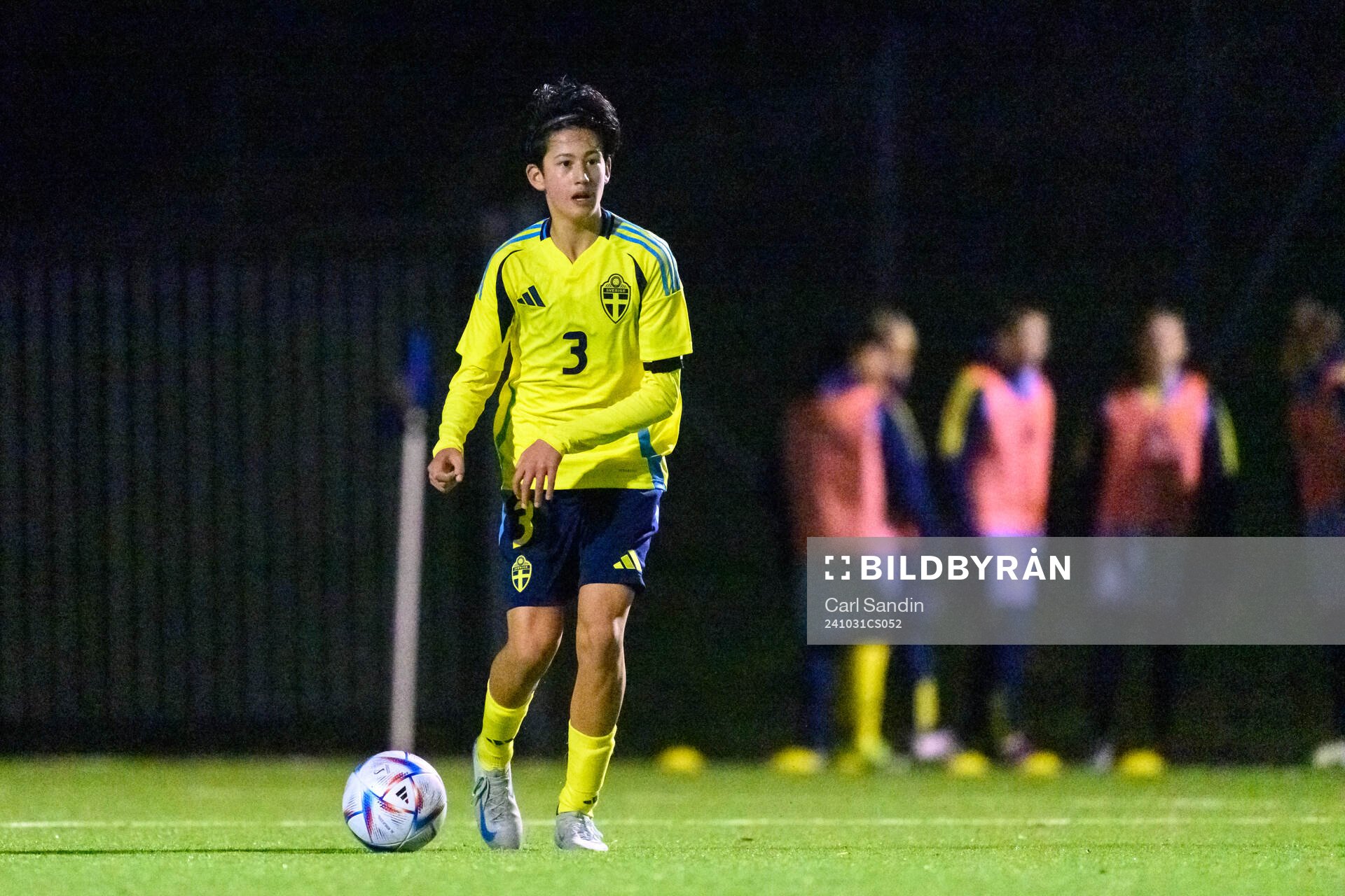 Jonatan Linde of Sweden during the under-16 international friendly football match between Sweden and Norway on October 31, 2024 in Ulricehamn.