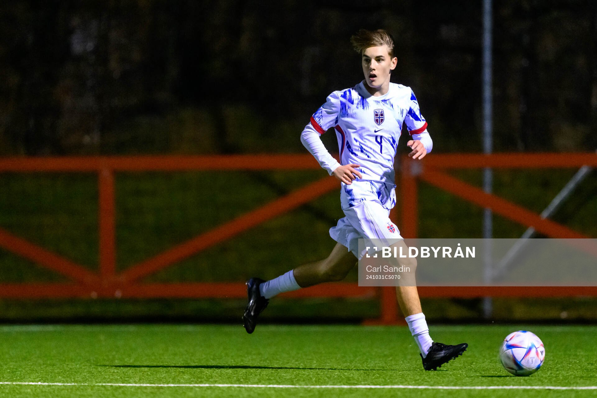 Szymon Bagniuk of Norway during the under-16 international friendly football match between Sweden and Norway on October 31, 2024 in Ulricehamn.
