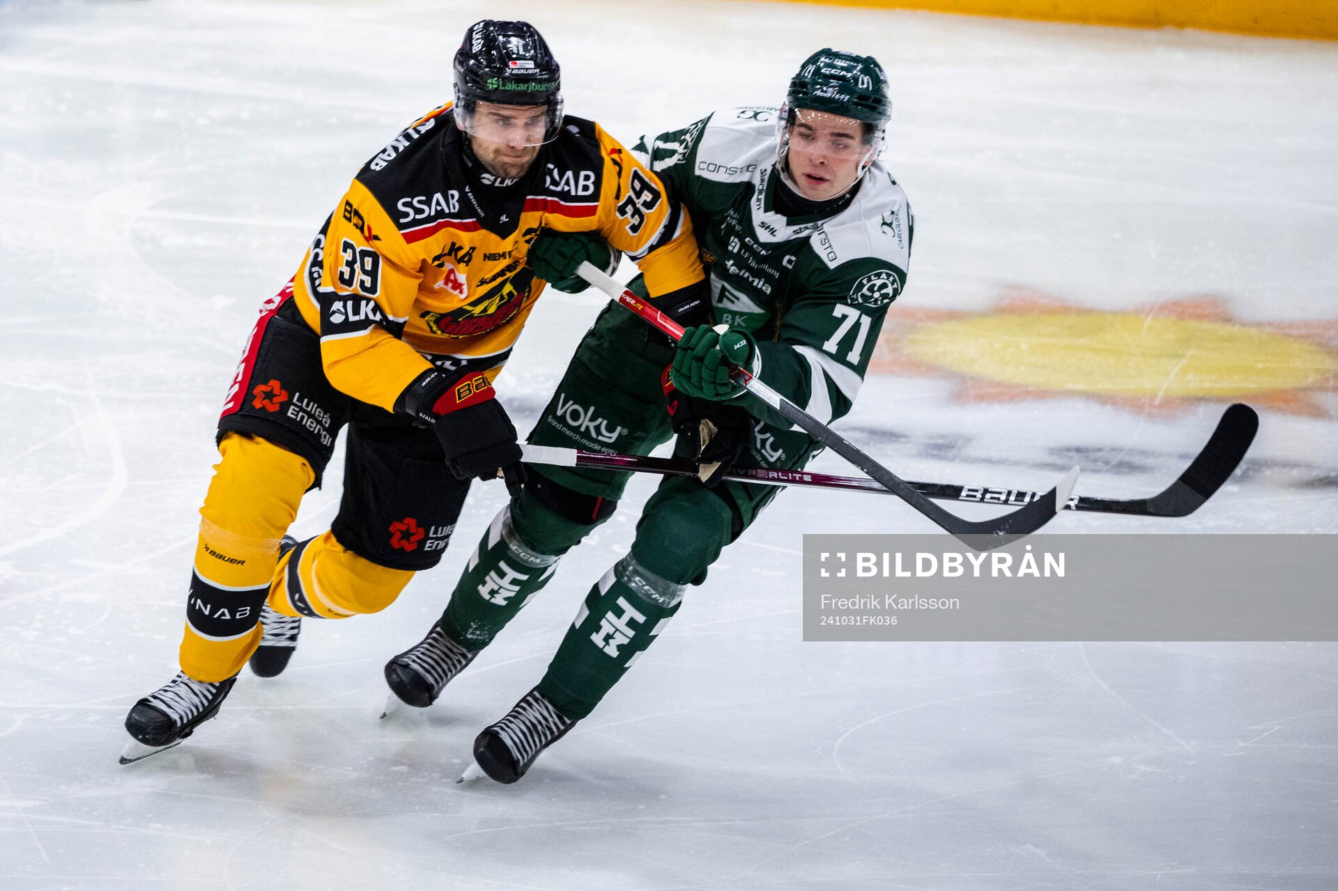 Luleås Pontus Själin och Färjestads Viktor Lodin