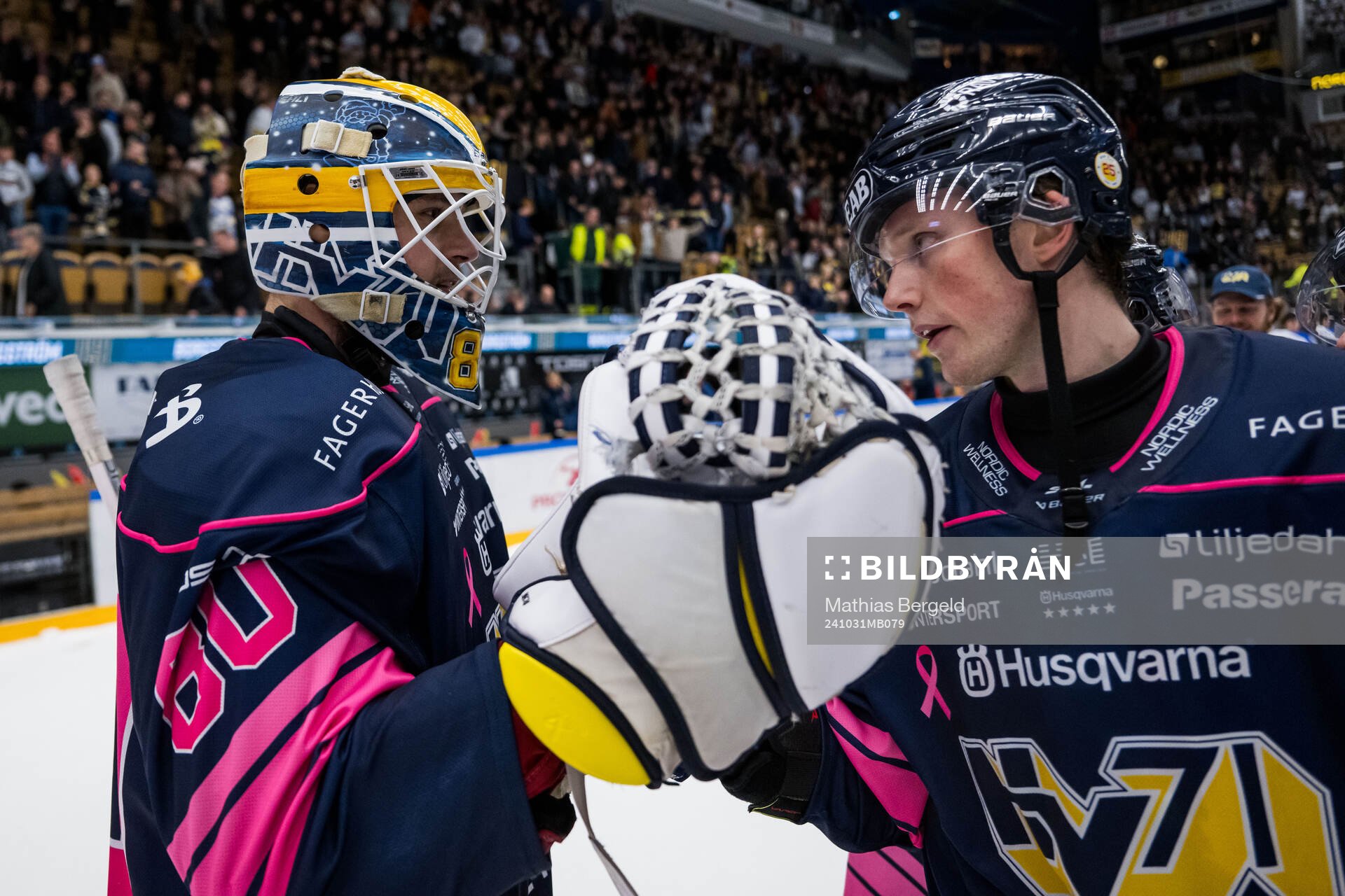 HV71s målvakt Frederik Dichow jublar
