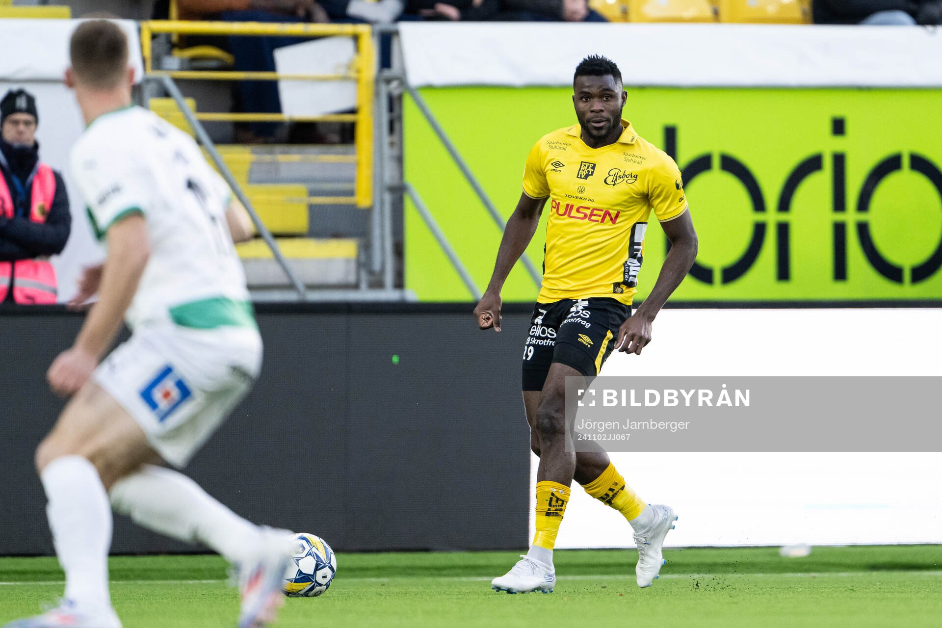 Elfsborgs Ibrahim Buhari under fotbollsmatchen i Allsvenskan mellan Elfsborg och Västerås den 2 november 2024 i Borås. 