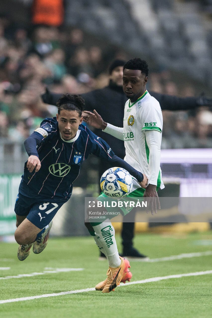 Malmö FFs Adrian Skogmar och Hammarbys Shaquille Pinas