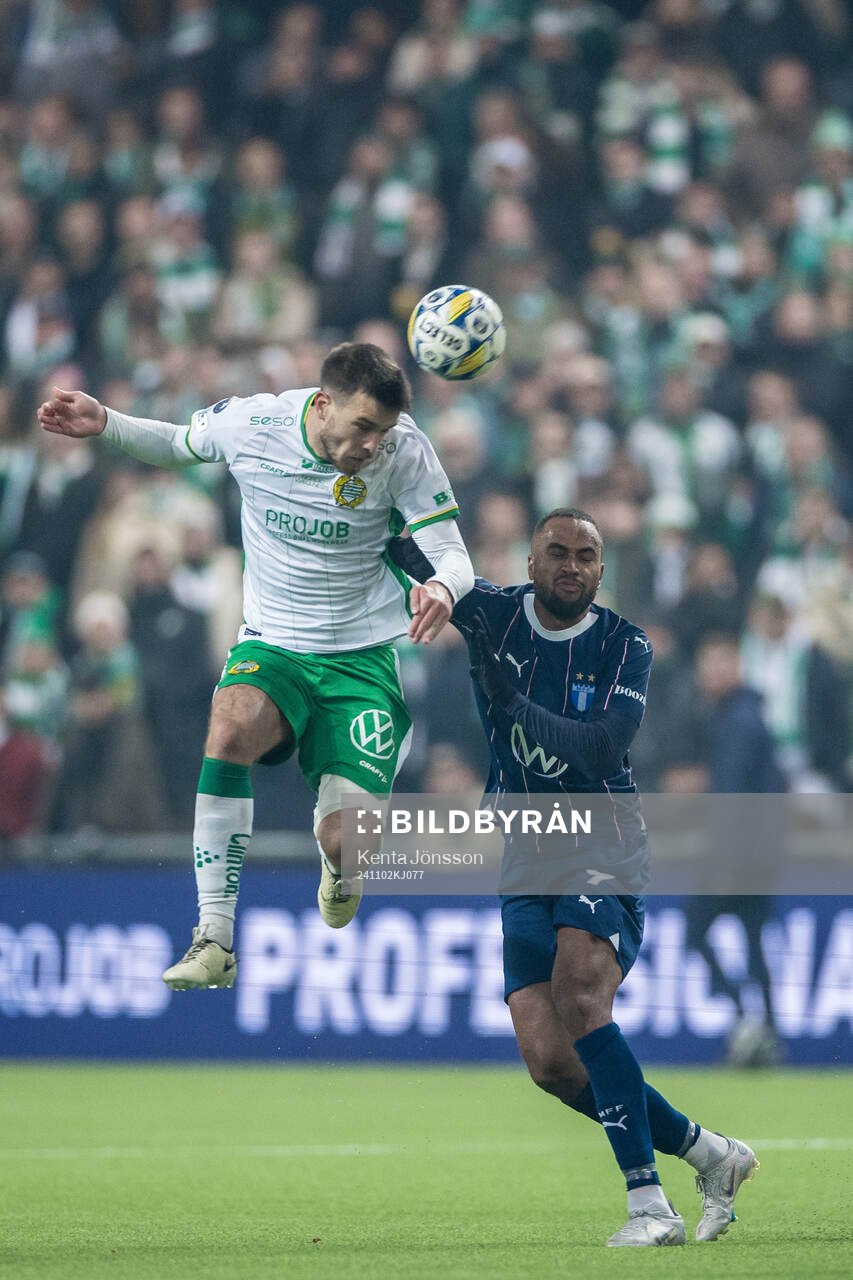 Hammarbys Pavle Vagic och Malmö FFs Isaac Kiese Thelin