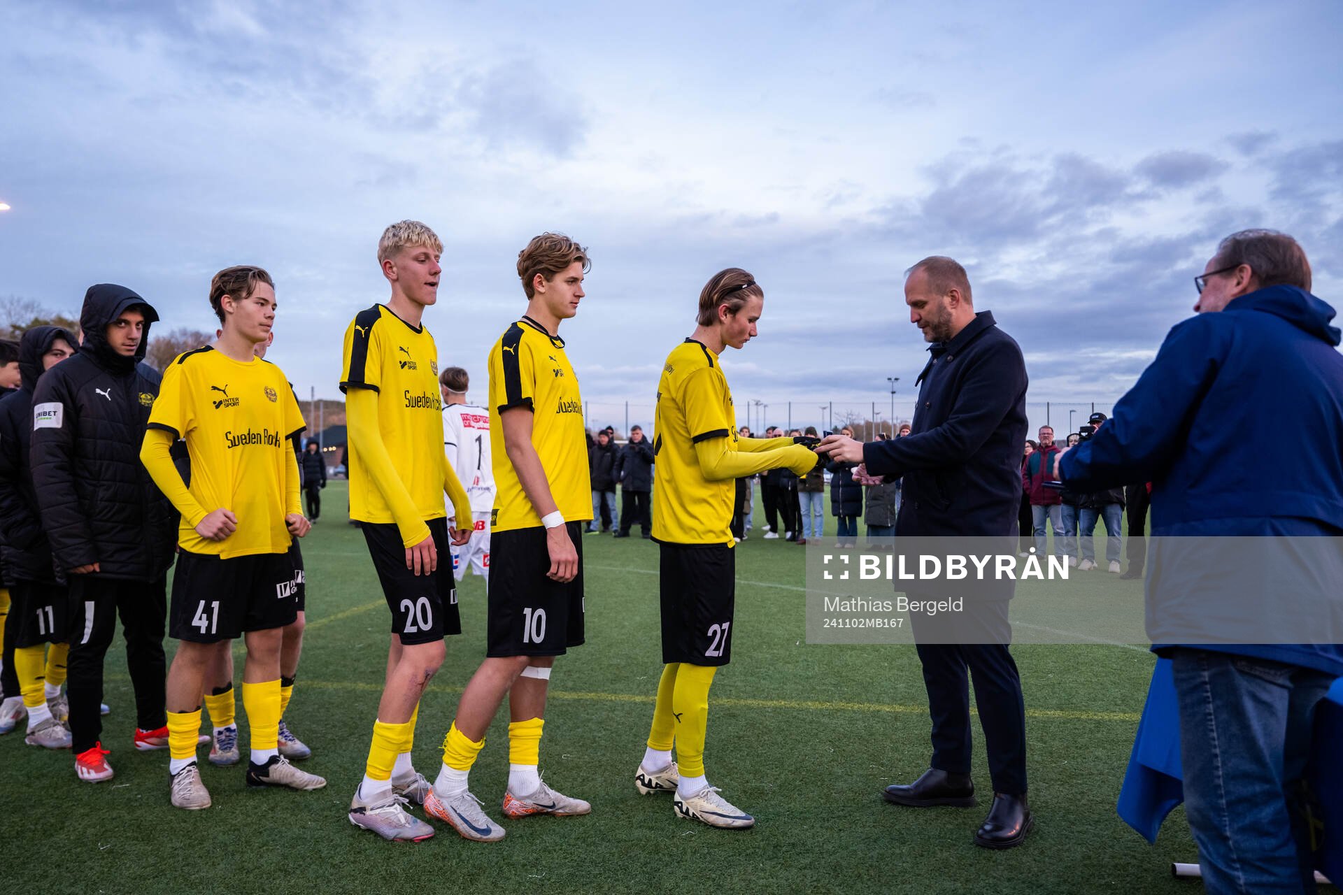 Mjällbys Wilmer Kloow, Alex Malmström, Elias Johnsson och