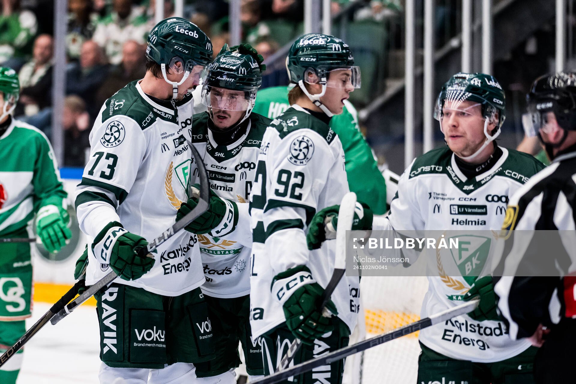 Färjestads Joakim Nygård, Lucas Forsell och Oskar Steen