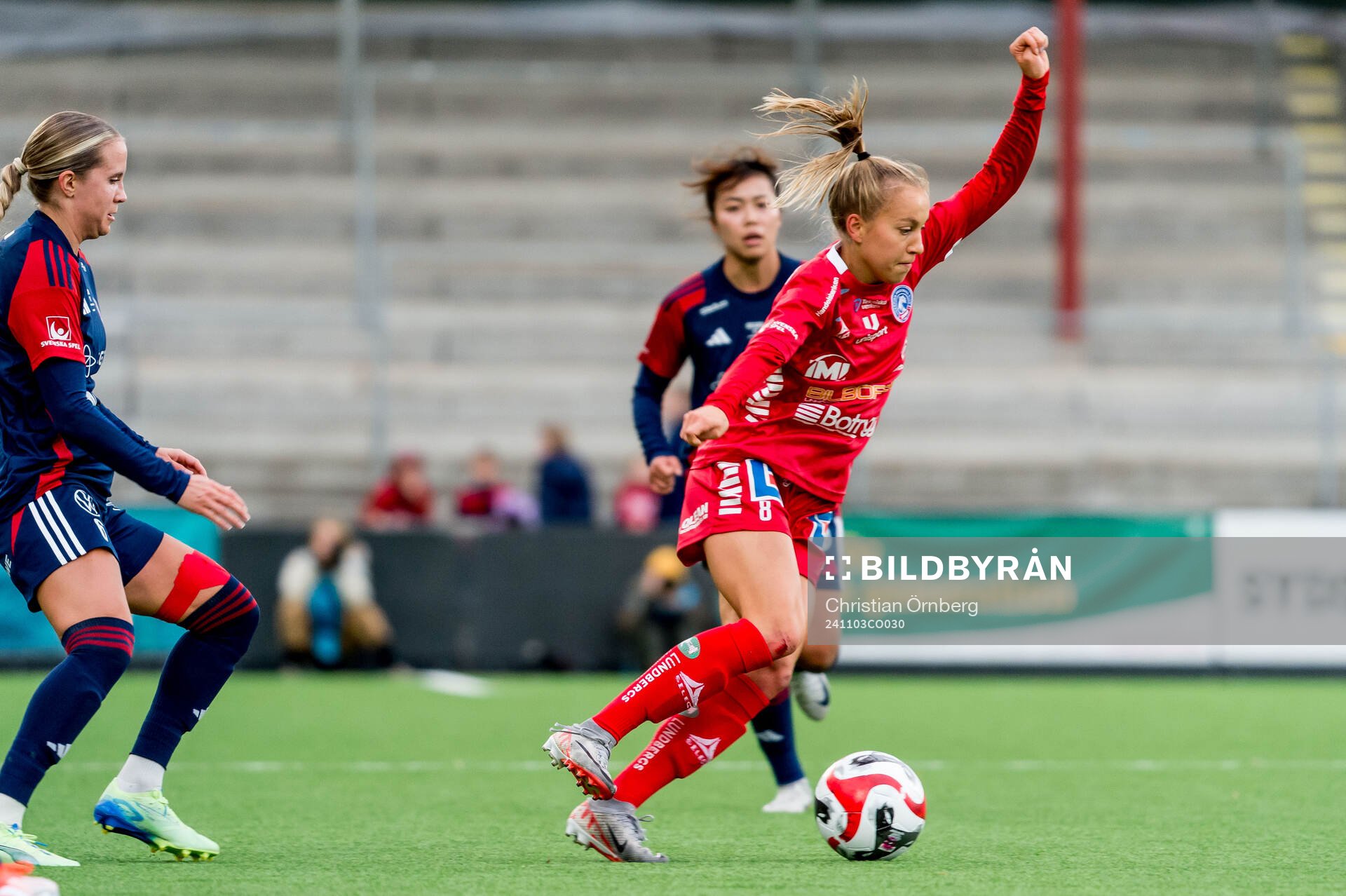Linköpings Sara Eriksson under fotbollsmatchen i Damallsvenskan mellan Rosengård och Linköping den 3 november 2024 i Malmö. 