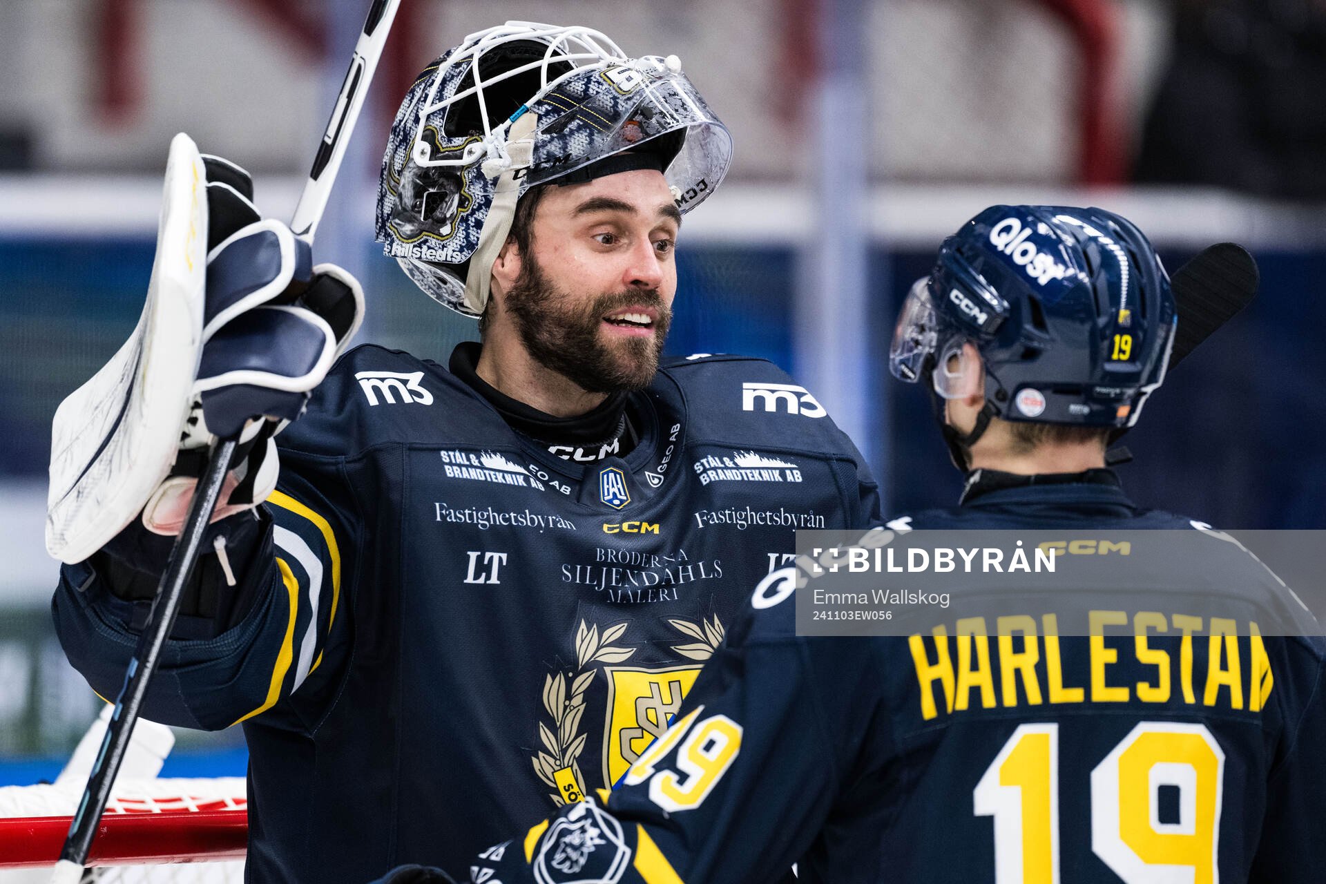Södertäljes målvakt Frans Tuohimaa och Hampus Harlestam