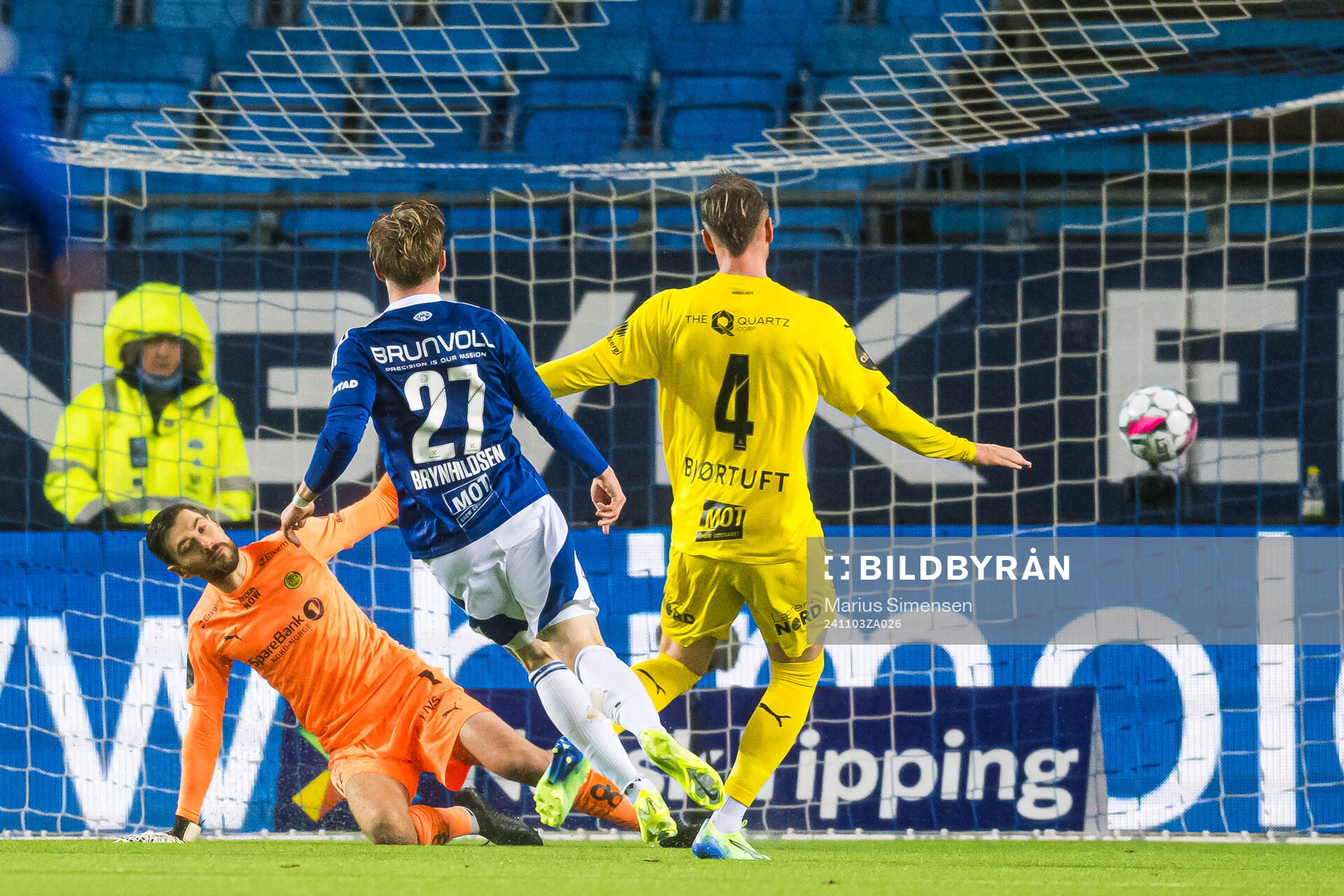 Ola Brynhildsen of Molde scores the 2-0 goal behind Nikita