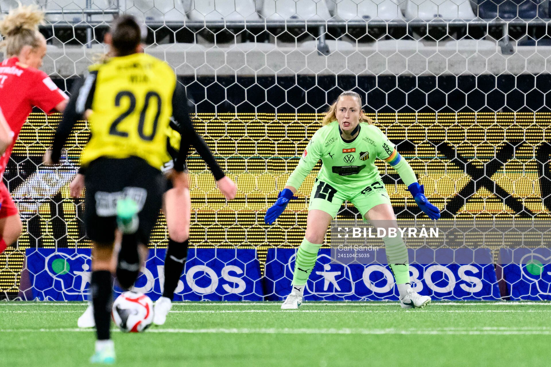 Häckens målvakt Loes Geurts under fotbollsmatchen i Damallsvenskan mellan Häcken och KIF Örebro den 4 november 2024 i Göteborg. 