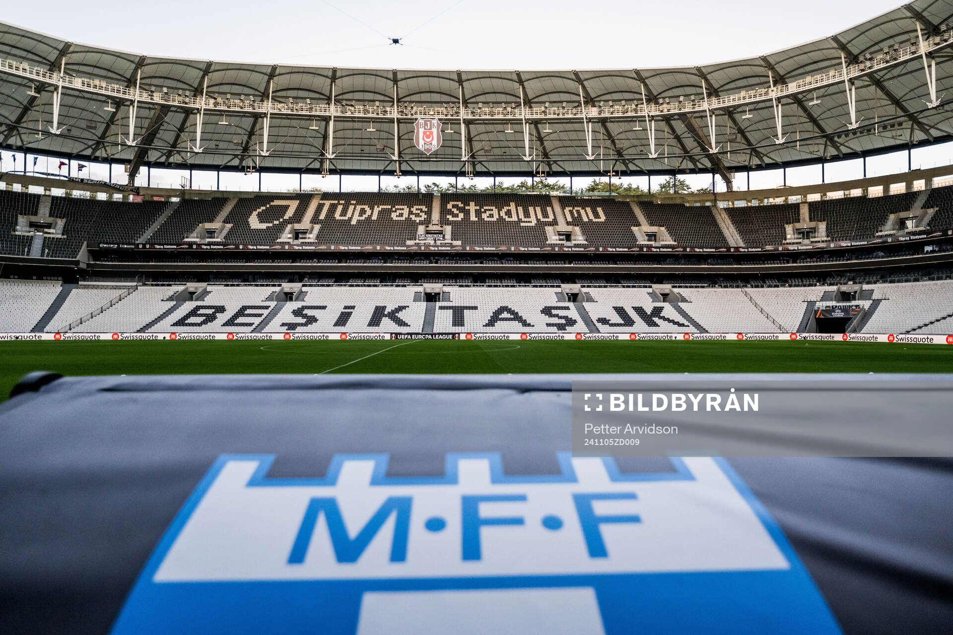 Besiktas Stadium and the Malmö FF team logo