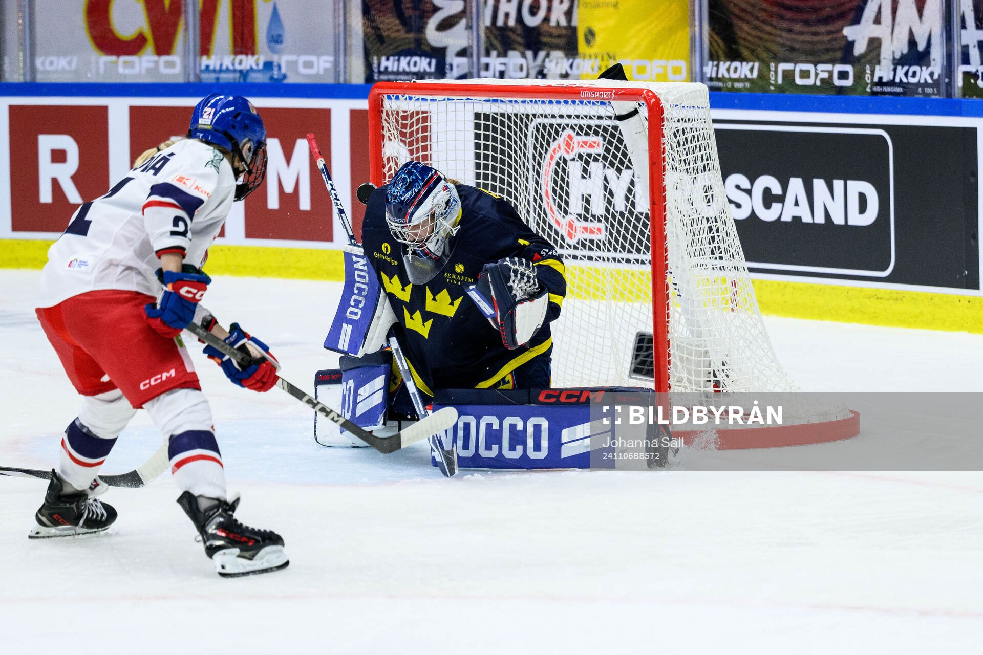 Tereza Vanisova of Czech Republic and Goalkeeper Ebba