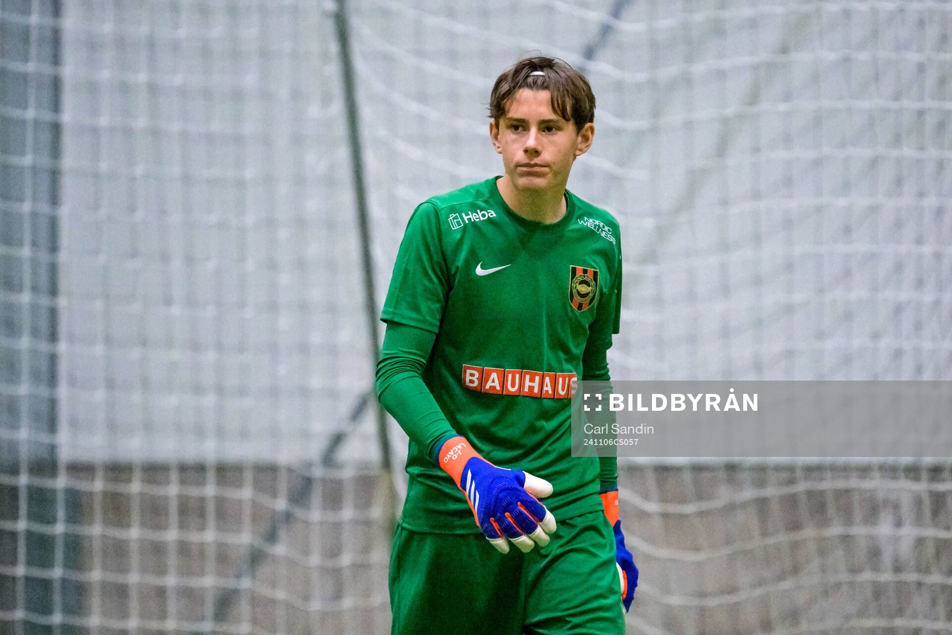 Brommapojkarnas John-Oliver Lacayo under fotbollsmatchen i Skandinaviska Mästerskapen mellan Viking och Brommapojkarna den 6 november 2024 i Borås.
