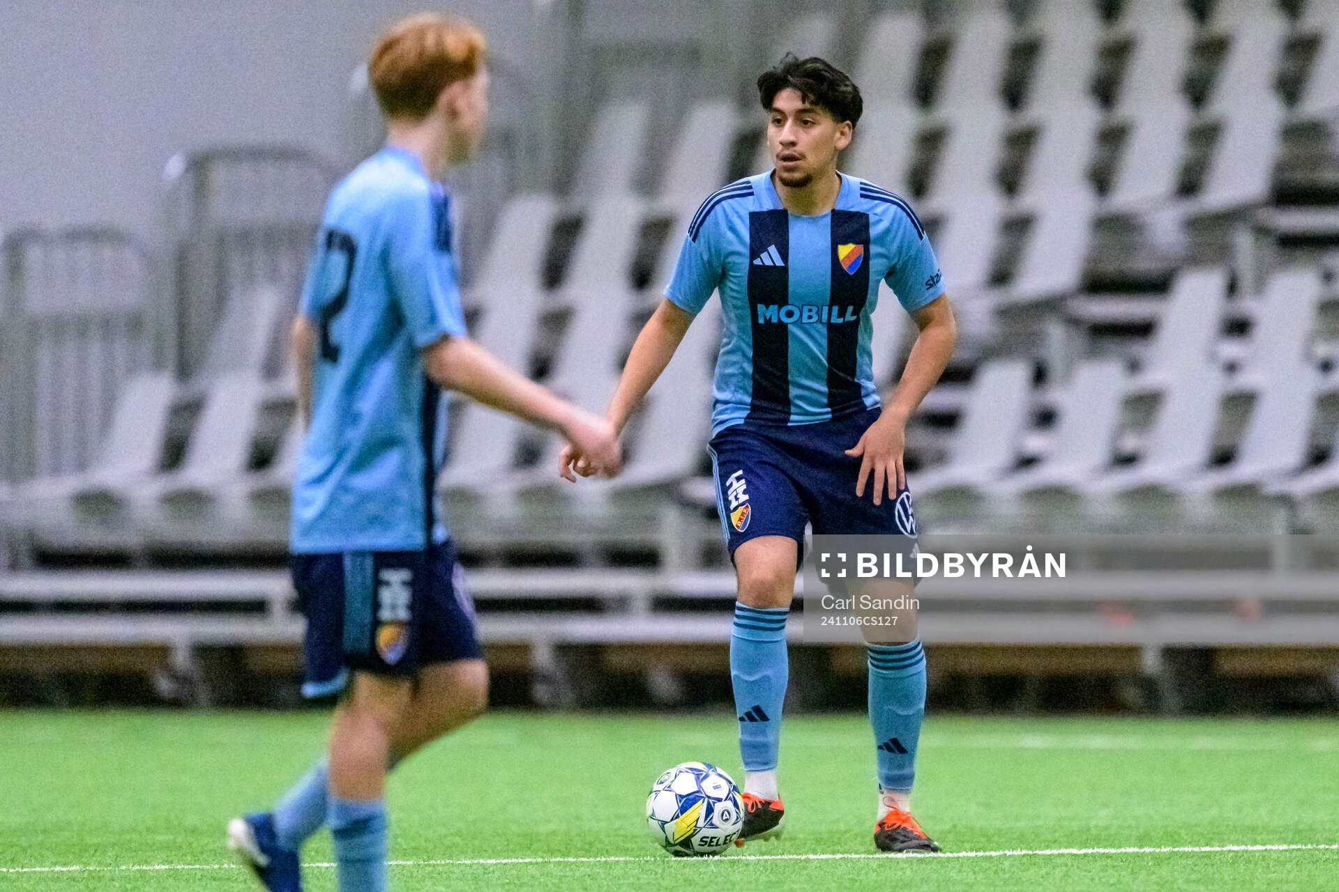 Djurgårdens Angel Rubino under fotbollsmatchen i Skandinaviska Mästerskapen mellan Vålerenga och Djurgården den 6 november 2024 i Borås.