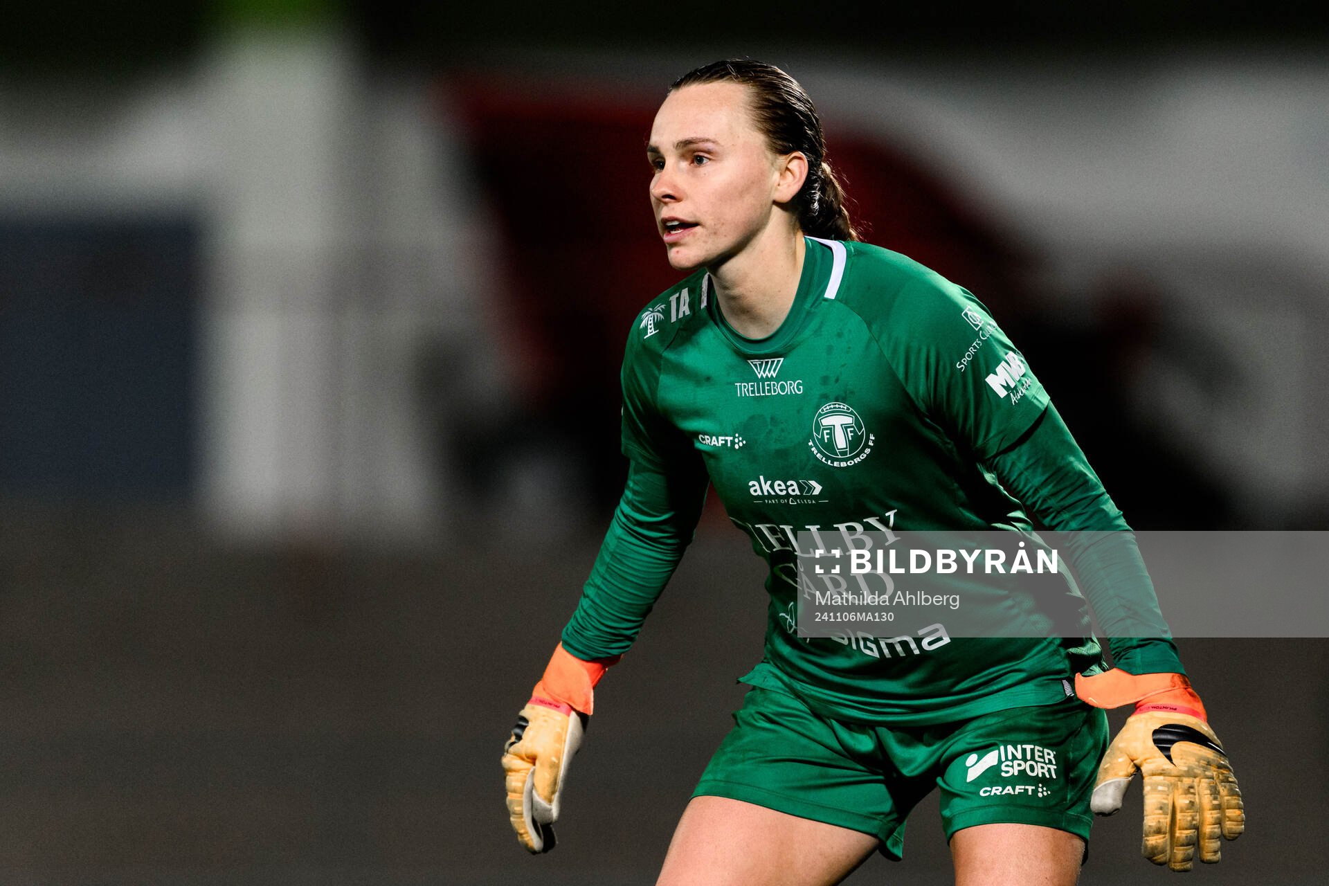 Trelleborgs målvakt Halle Elizabeth Mackiewicz under fotbollsmatchen i Svenska Cupen mellan Malmö FF och Trelleborg den 6 november 2024 i Malmö.