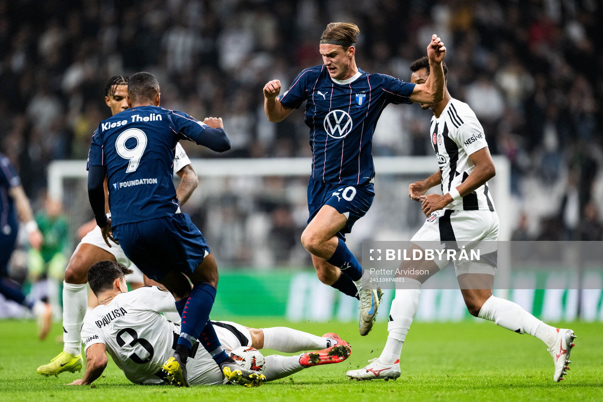 Gabriel Paulista of Besiktas against Isaac Kiese Thelin and