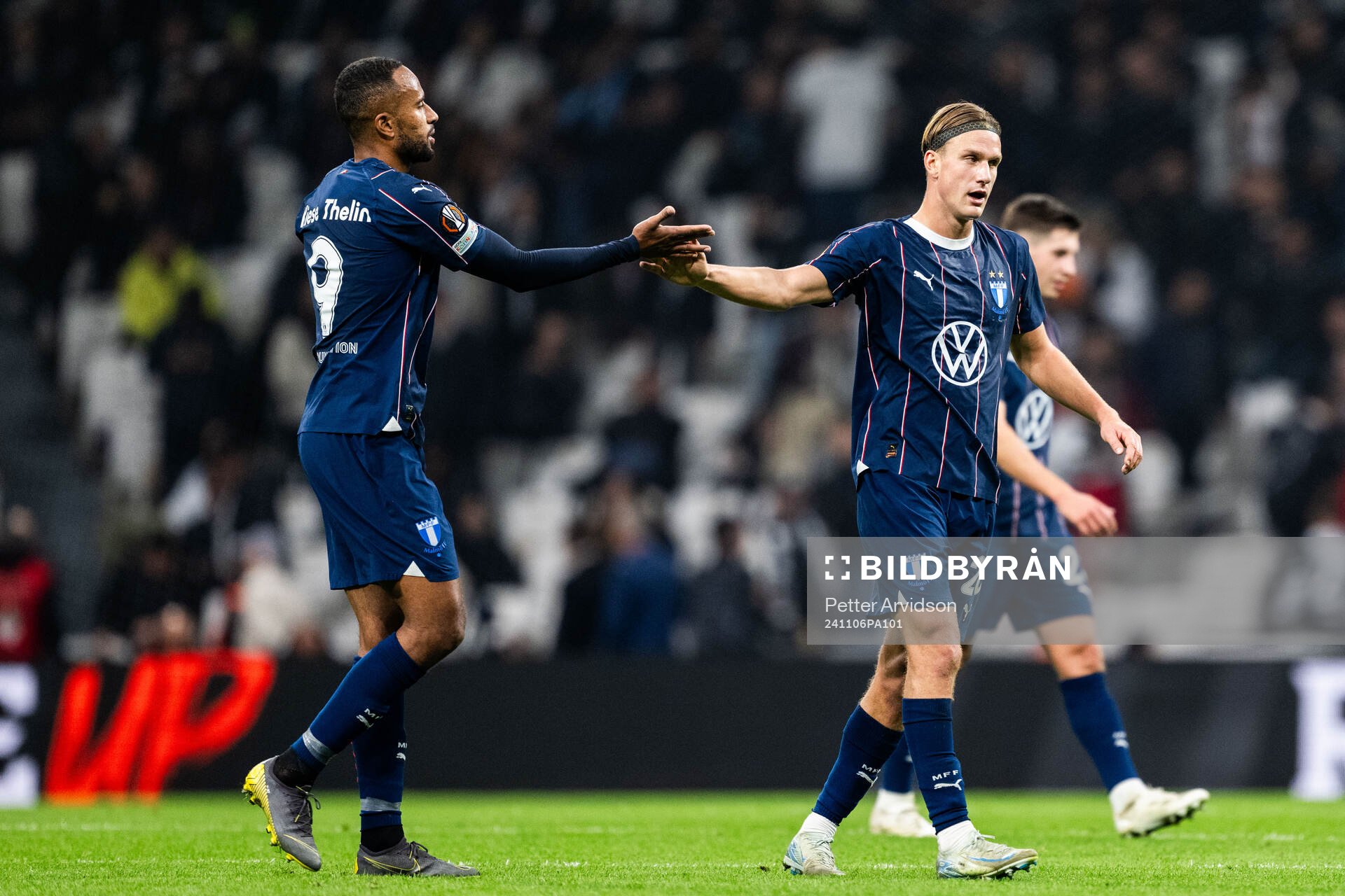 Isaac Kiese Thelin and Erik Botheim of Malmö FF
