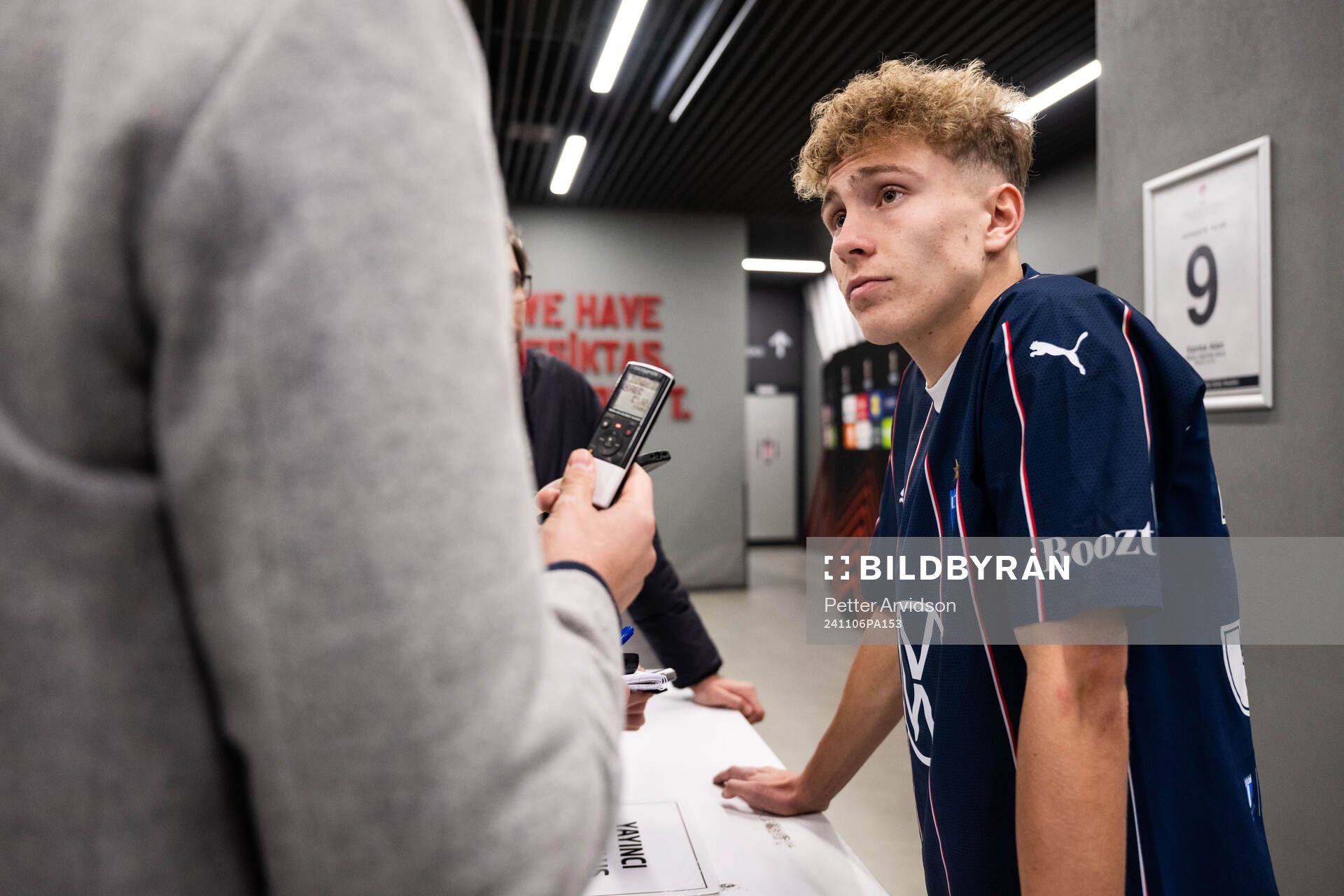 Hugo Bolin of Malmö FF in mixed zone