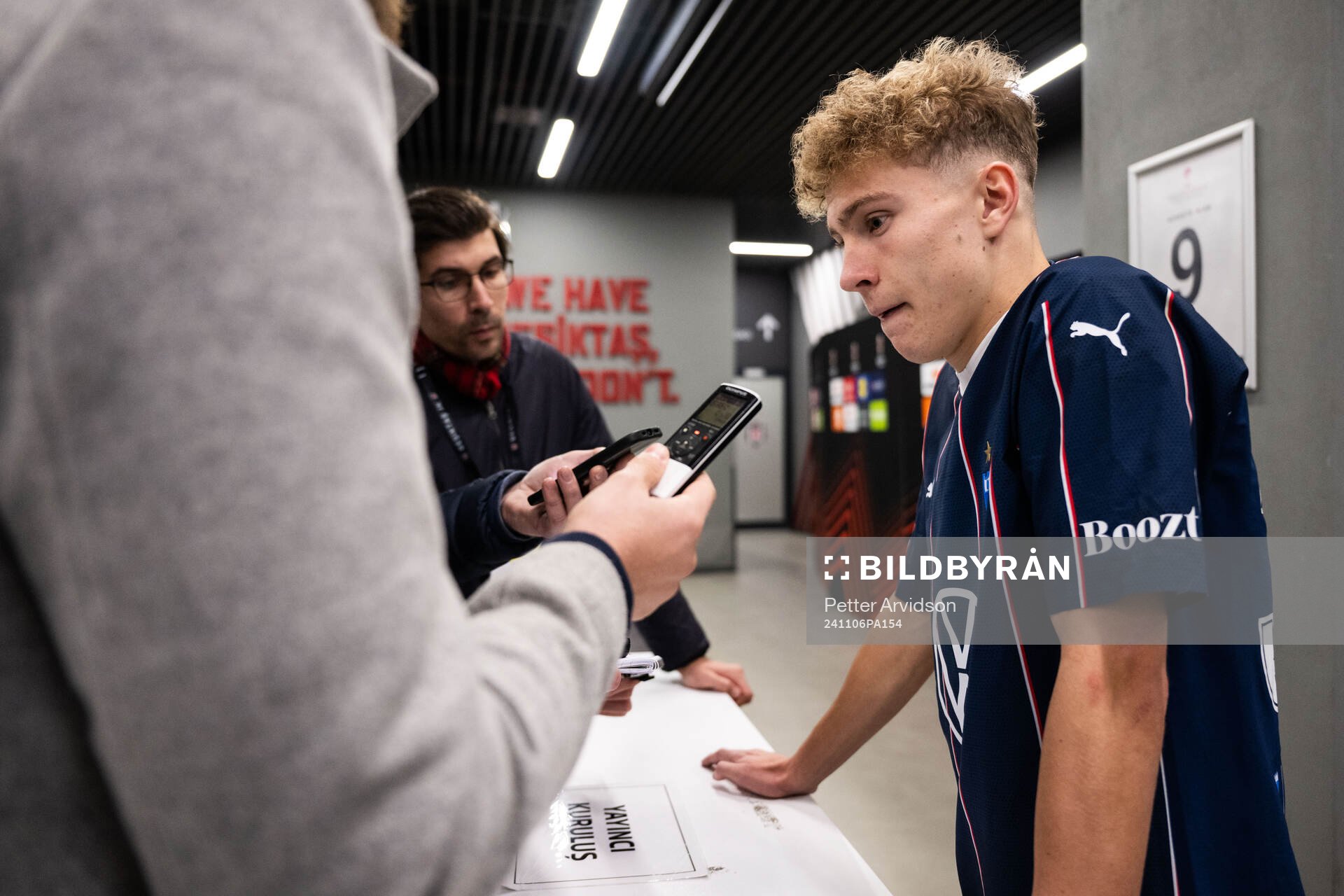 Hugo Bolin of Malmö FF in mixed zone
