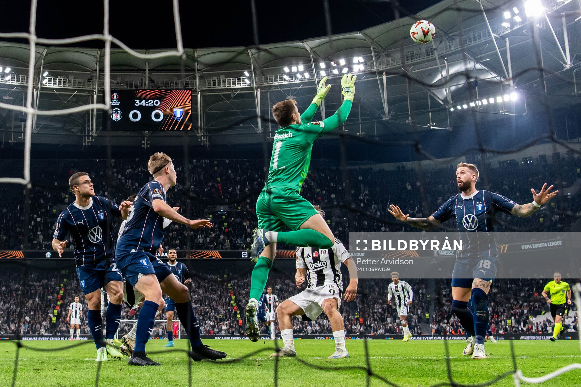 Goalkeeper Ricardo Friedrich and Pontus Jansson of Malmö FF