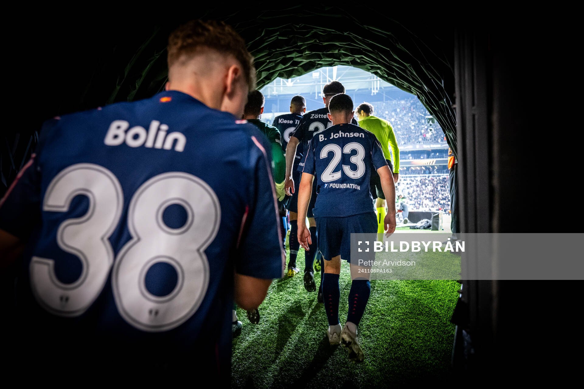 Hugo Bolin and Lasse Berg Johnsen of Malmö FF ahead of the second half during the UEFA Europa League football match between Besiktas and Malmö FF on November 6, 2024 in Istanbul.