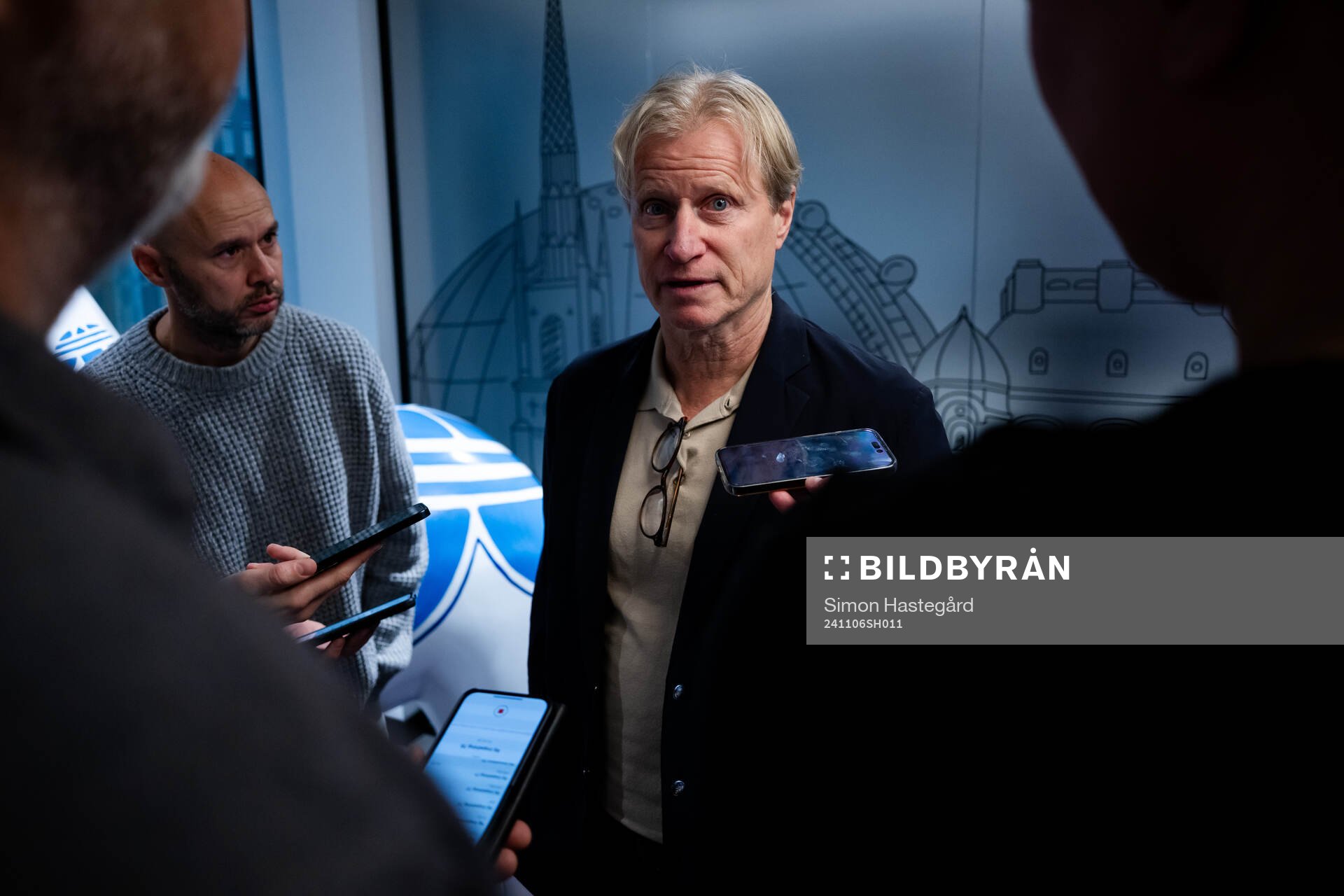 Stefan Pettersson, team manager of the Swedish men's national football team during a press conference on November 6, 2024 in Stockholm. 