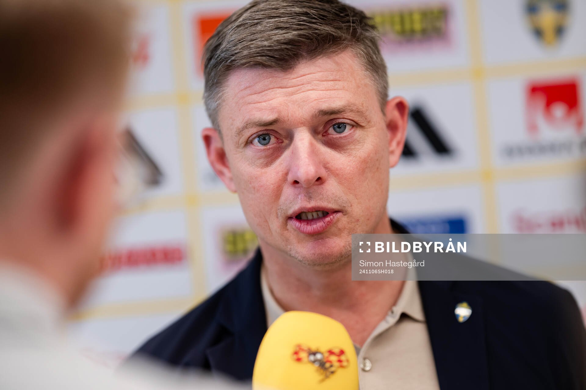 Jon Dahl Tomasson, Head coach of the Swedish men's national football team during a press conference on November 6, 2024 in Stockholm. 