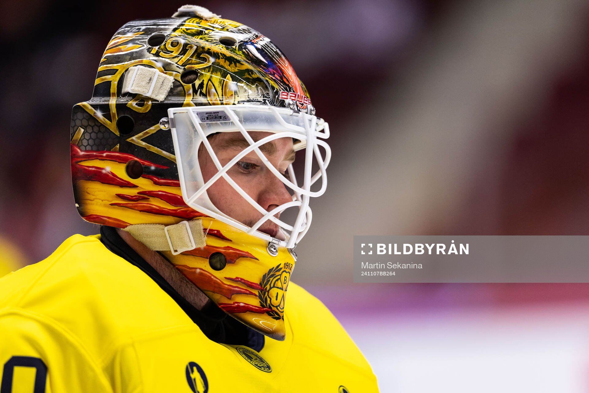 Goaltender Erik Källgren of Sweden