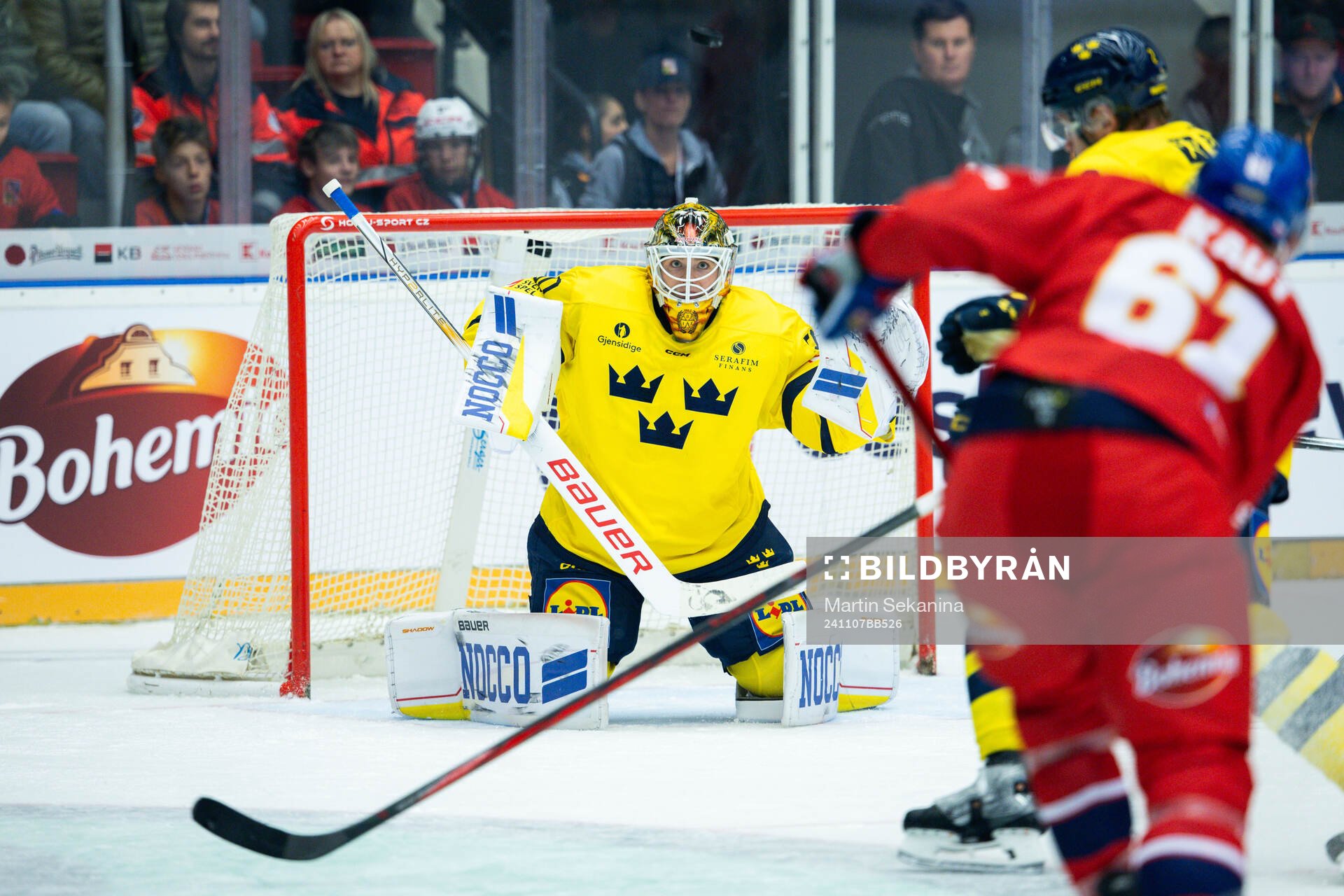 Goaltender Erik Källgren of Sweden