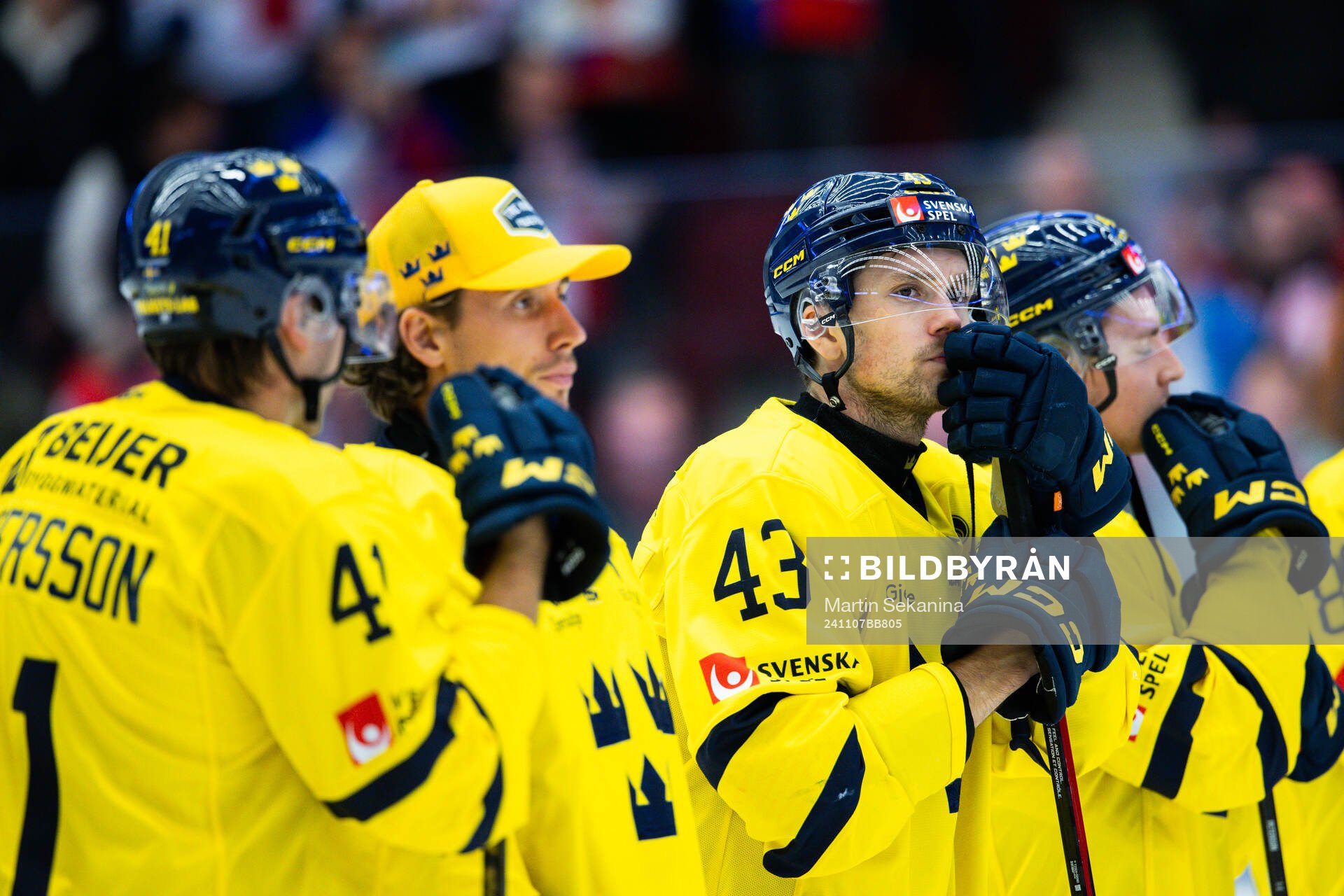 Filip Berglund of Sweden looks dejected