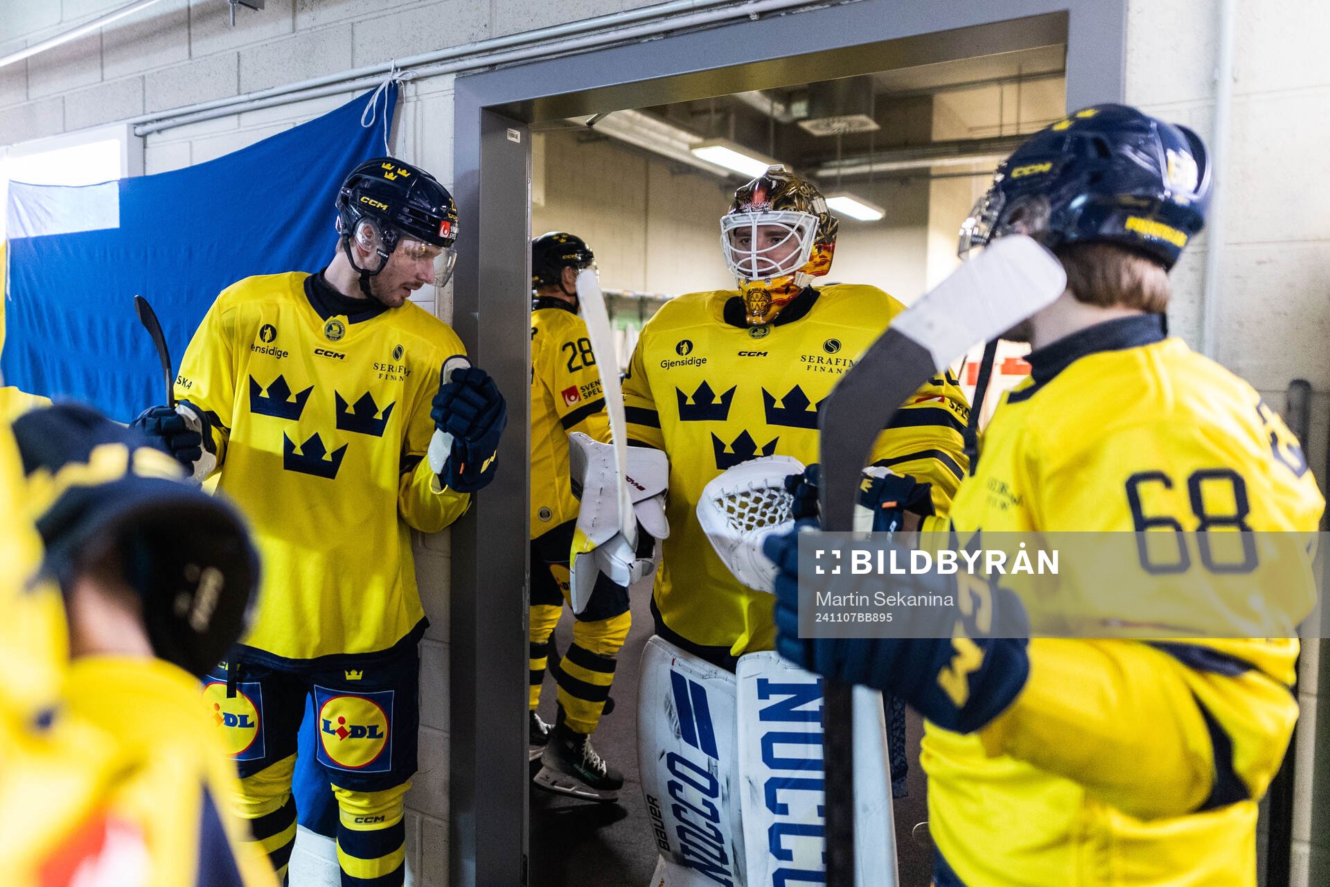 Goaltender Erik Källgren of Sweden