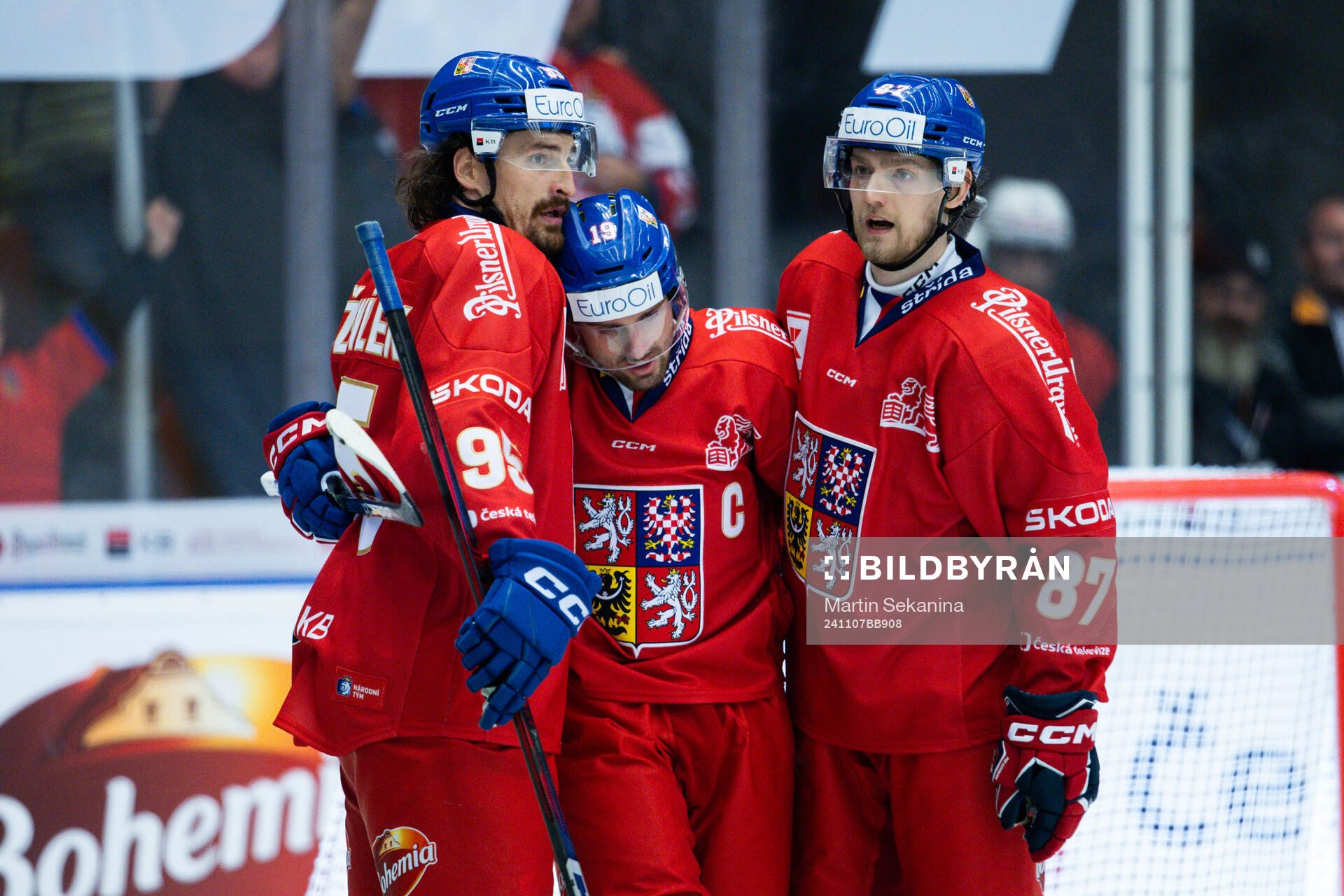 Jakub Flek of Czech Republic celebrates with team mates