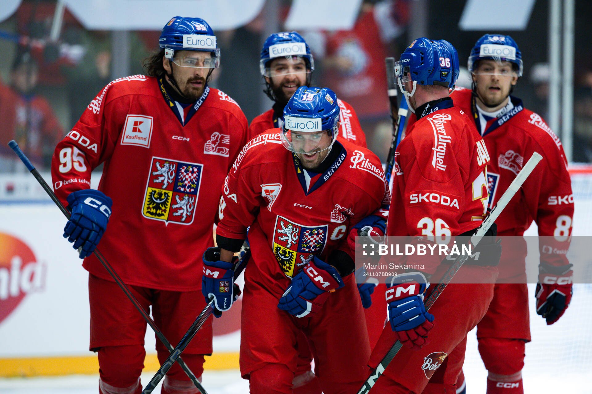 Jakub Flek of Czech Republic celebrates with team mates